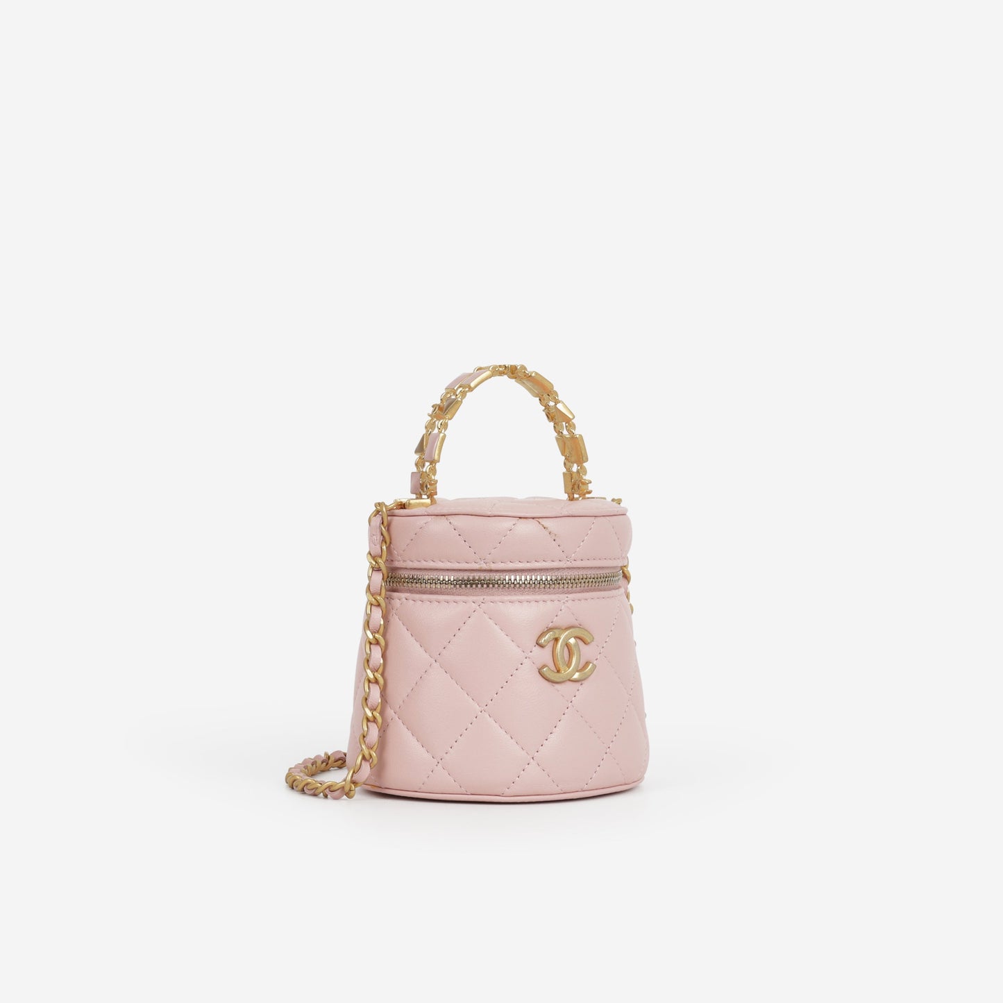 Chanel Mini Top Handle Vanity With Chain - Pink Lambskin | Gold Hardware