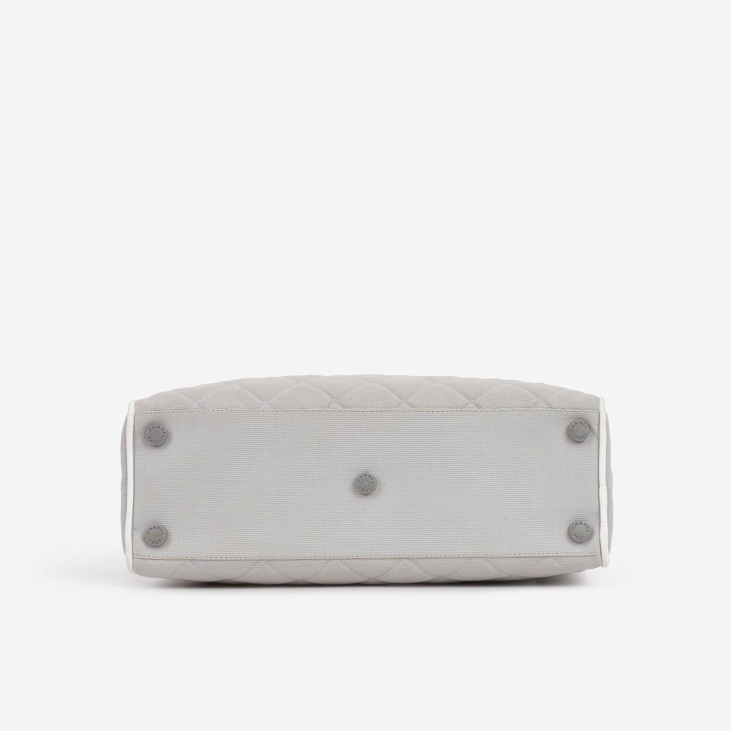Chanel Vintage Mini Boston Bowling Bag - Grey Canvas | Silver Hardware