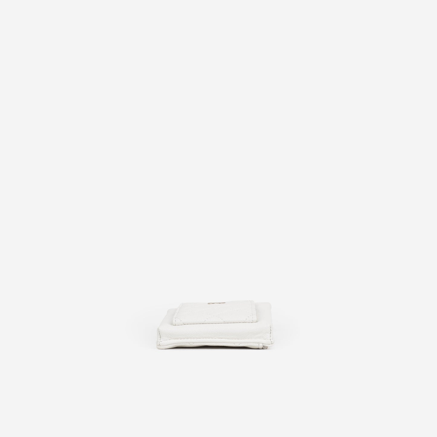 Chanel CC Phone Holder - White Caviar | Champagne Gold Hardware