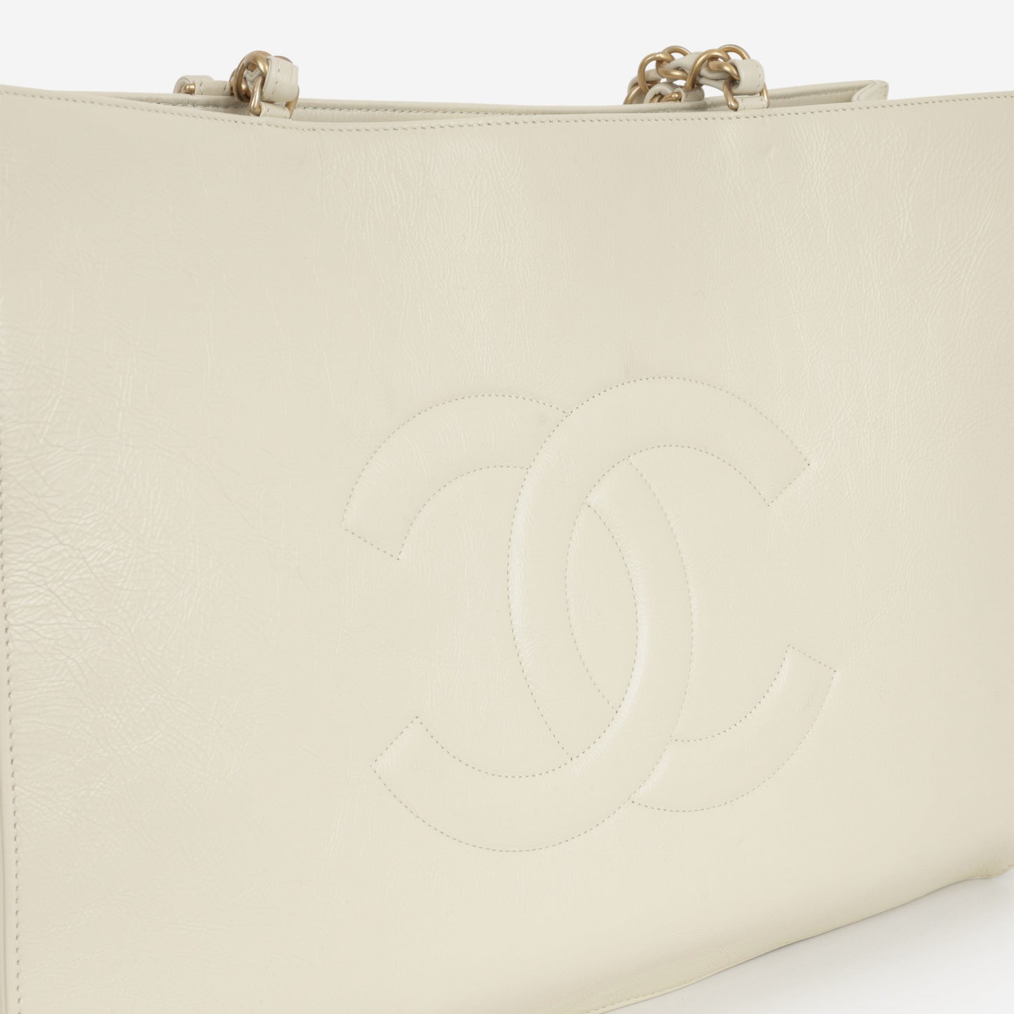 Chanel Timeless CC Shopping Tote - Ivory Crumpled Calfskin | Aged Gold Hardware