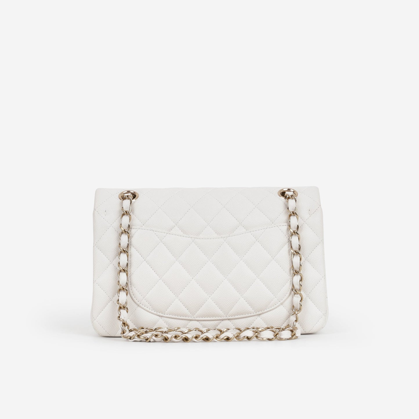Chanel Small Classic Flap - White Caviar | Champagne Gold Hardware