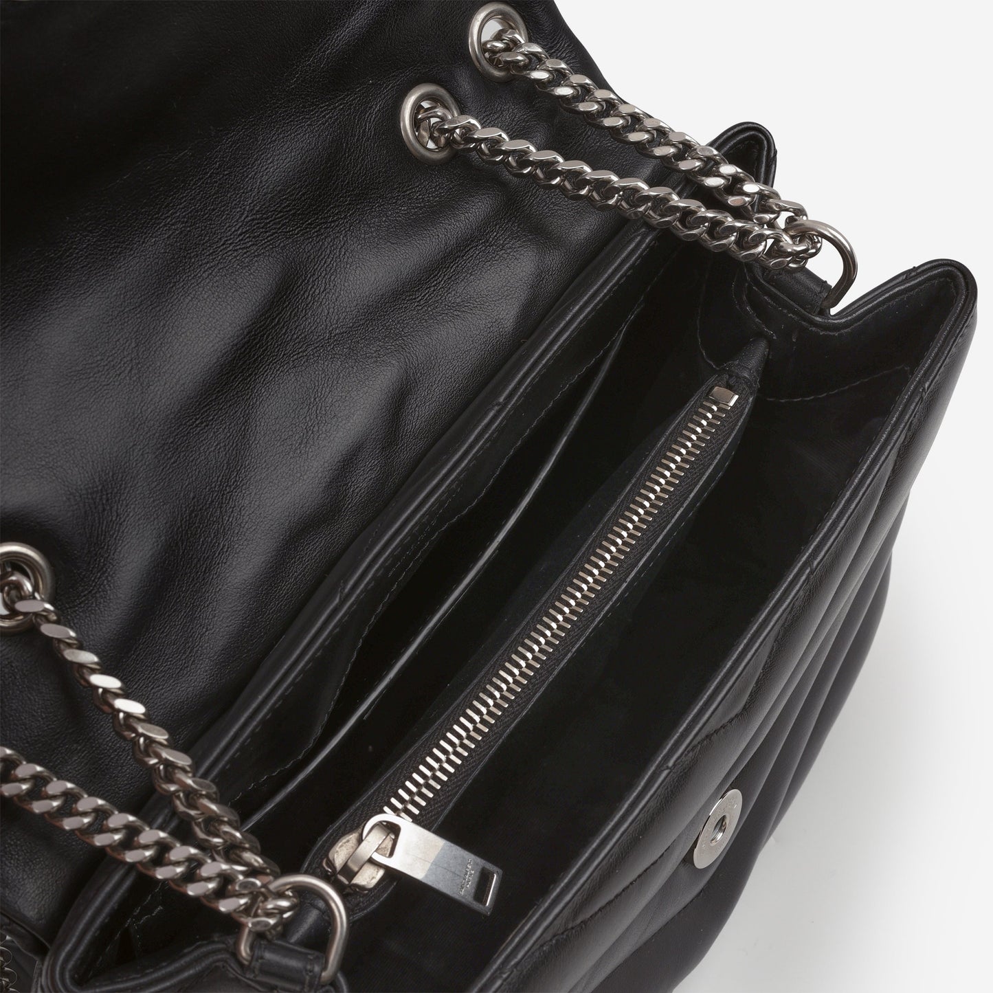 Saint Laurent Small Loulou - Black Calfskin | Silver Hardware