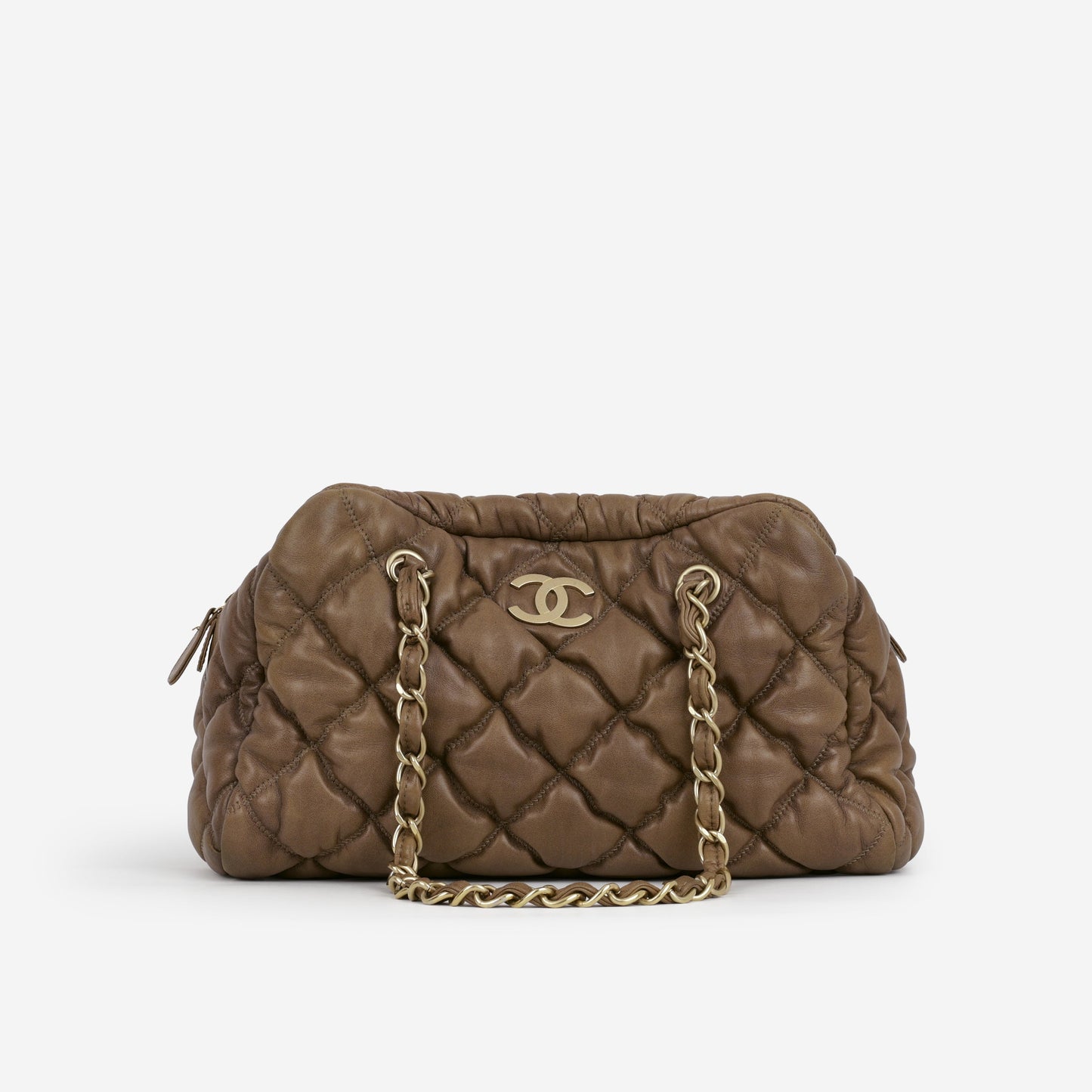 Chanel Bubble Shoulder Bag - Taupe Lambskin | Gold Hardware