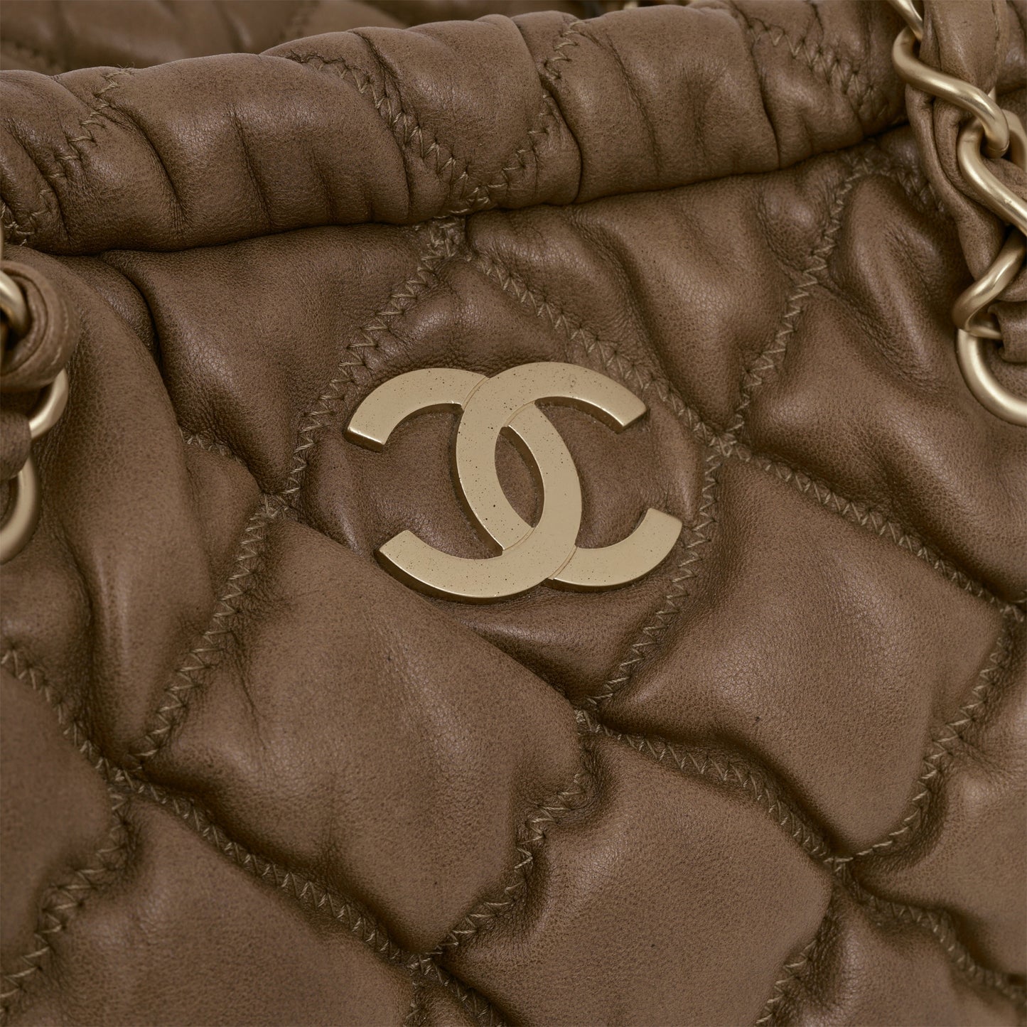 Chanel Bubble Shoulder Bag - Taupe Lambskin | Gold Hardware