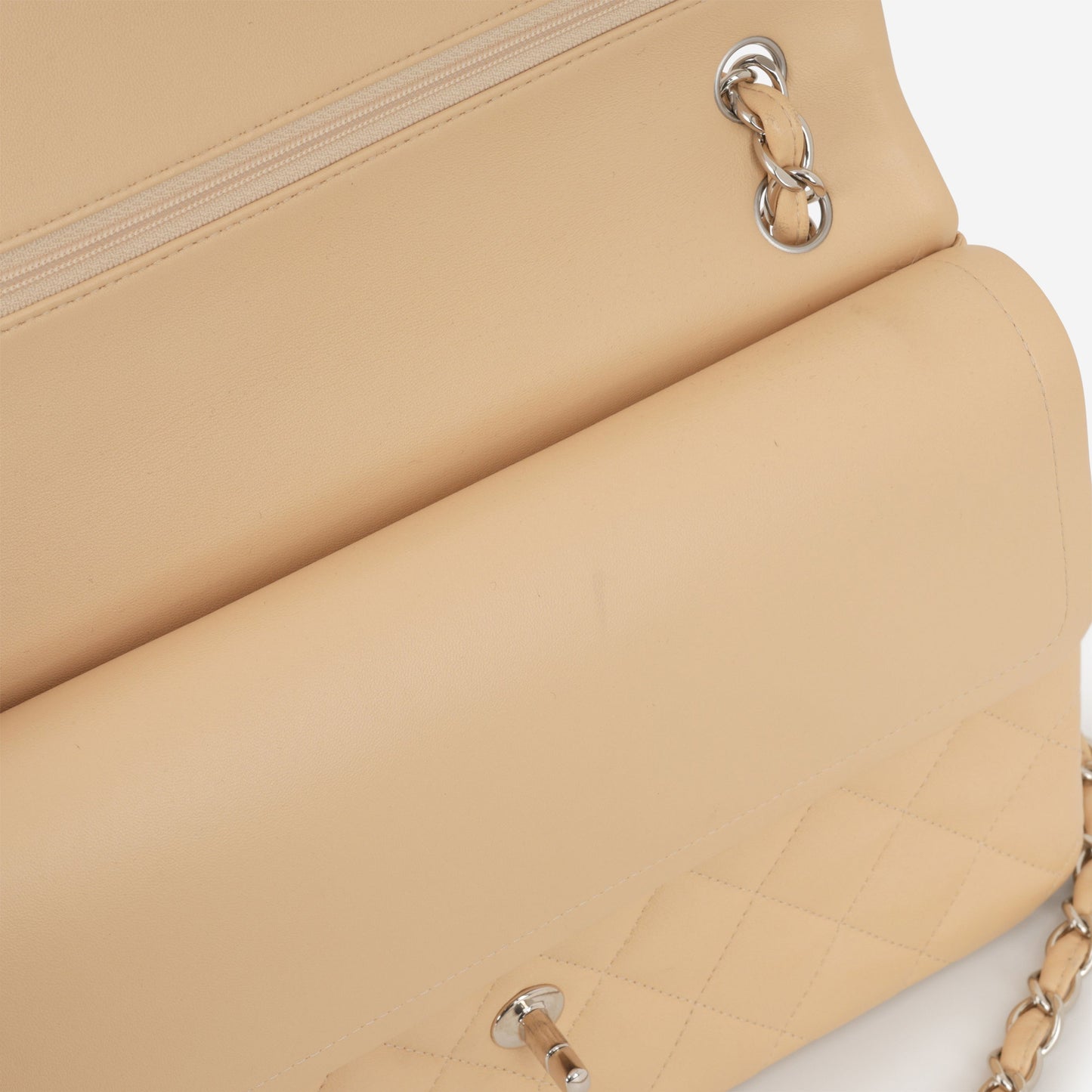 Chanel Classic Jumbo Double Flap - Beige Lambskin | Silver Hardware