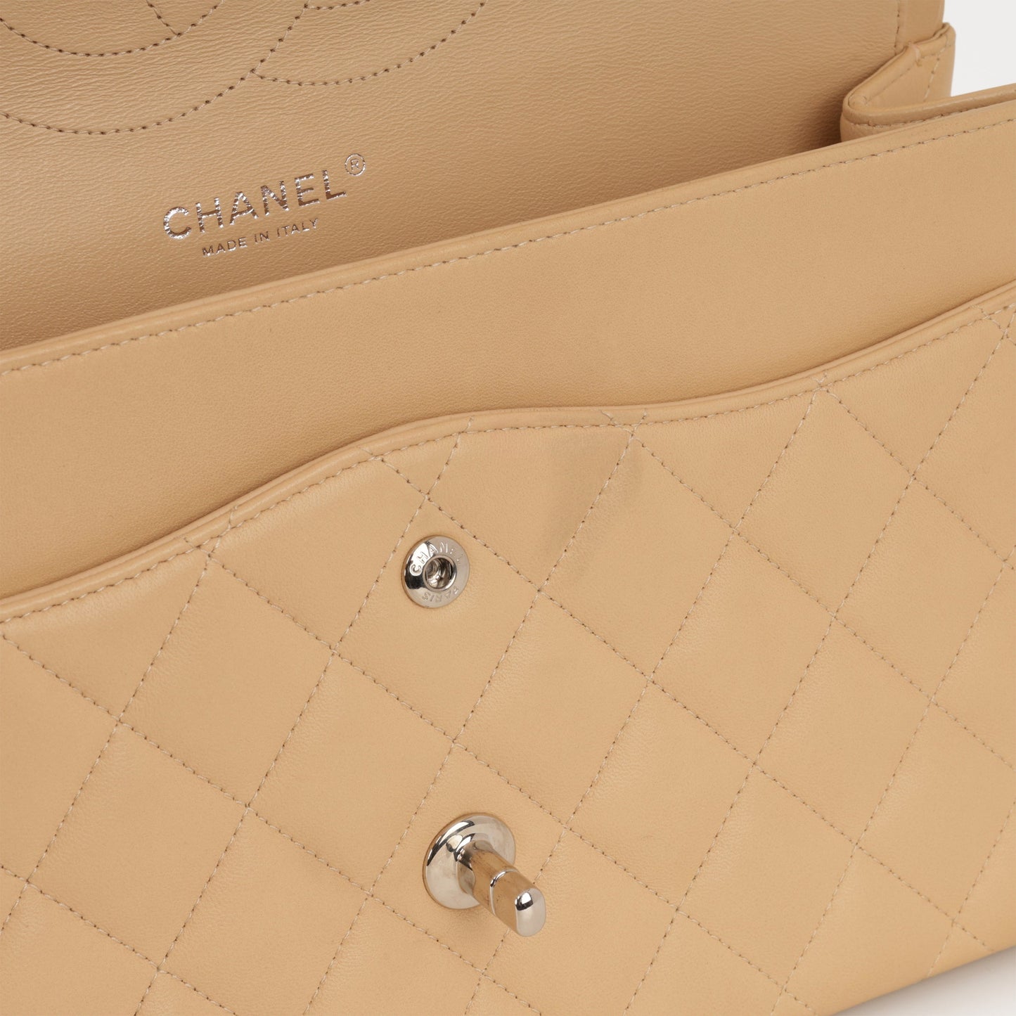 Chanel Classic Jumbo Double Flap - Beige Lambskin | Silver Hardware