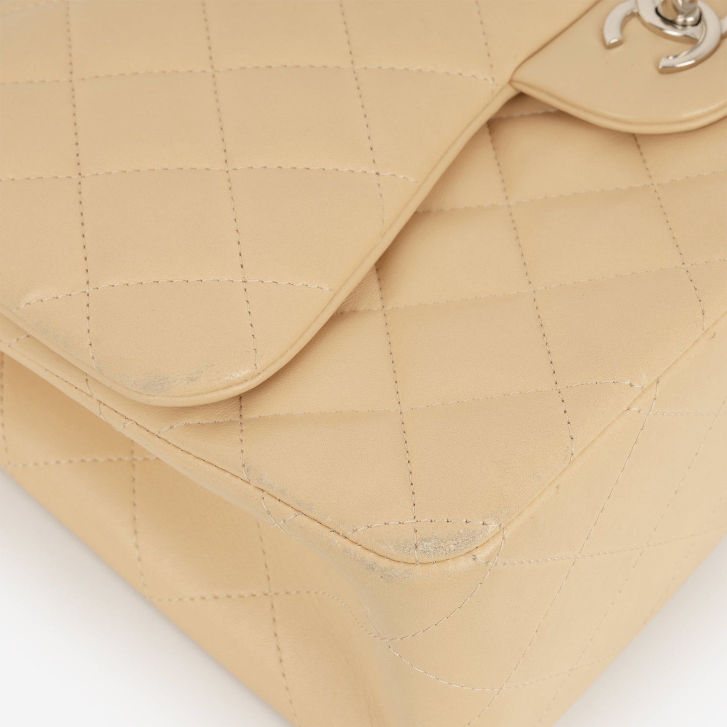 Chanel Classic Jumbo Double Flap - Beige Lambskin | Silver Hardware