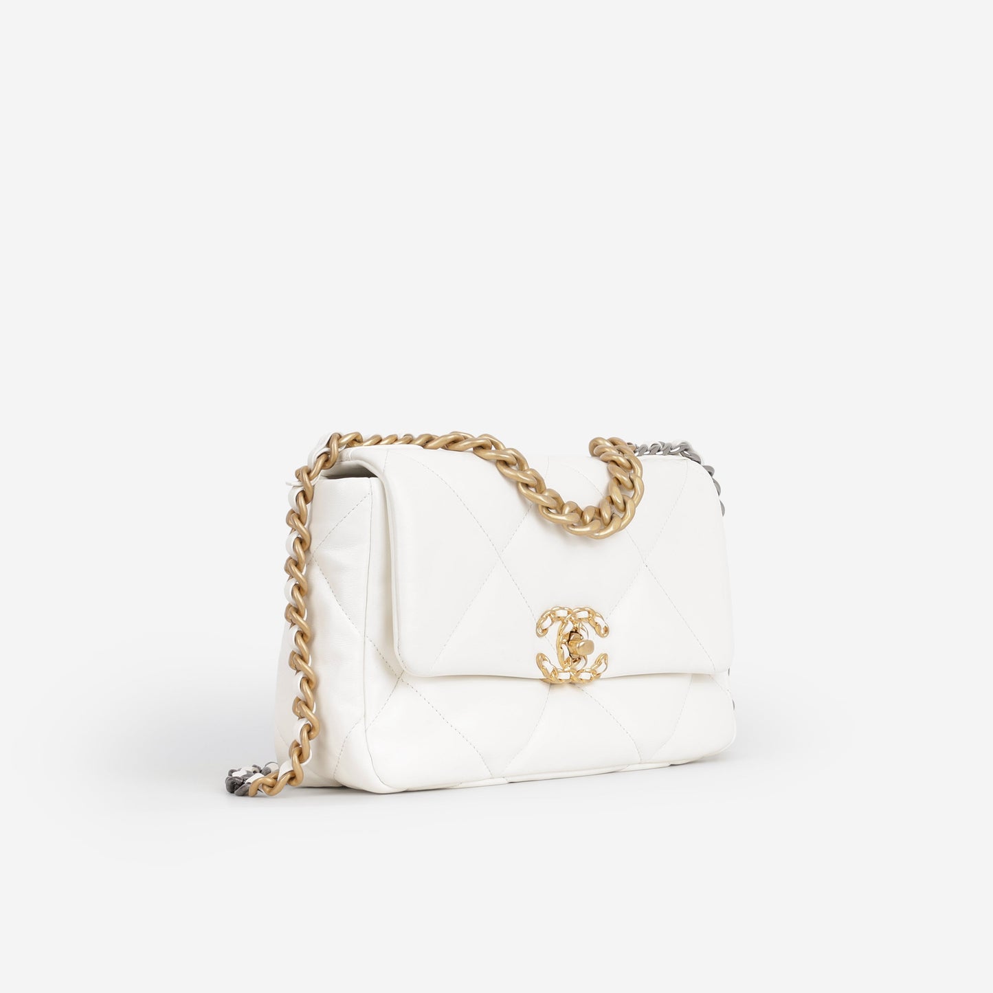 Chanel Small 19 Flap - White Lambskin | Gold Hardware