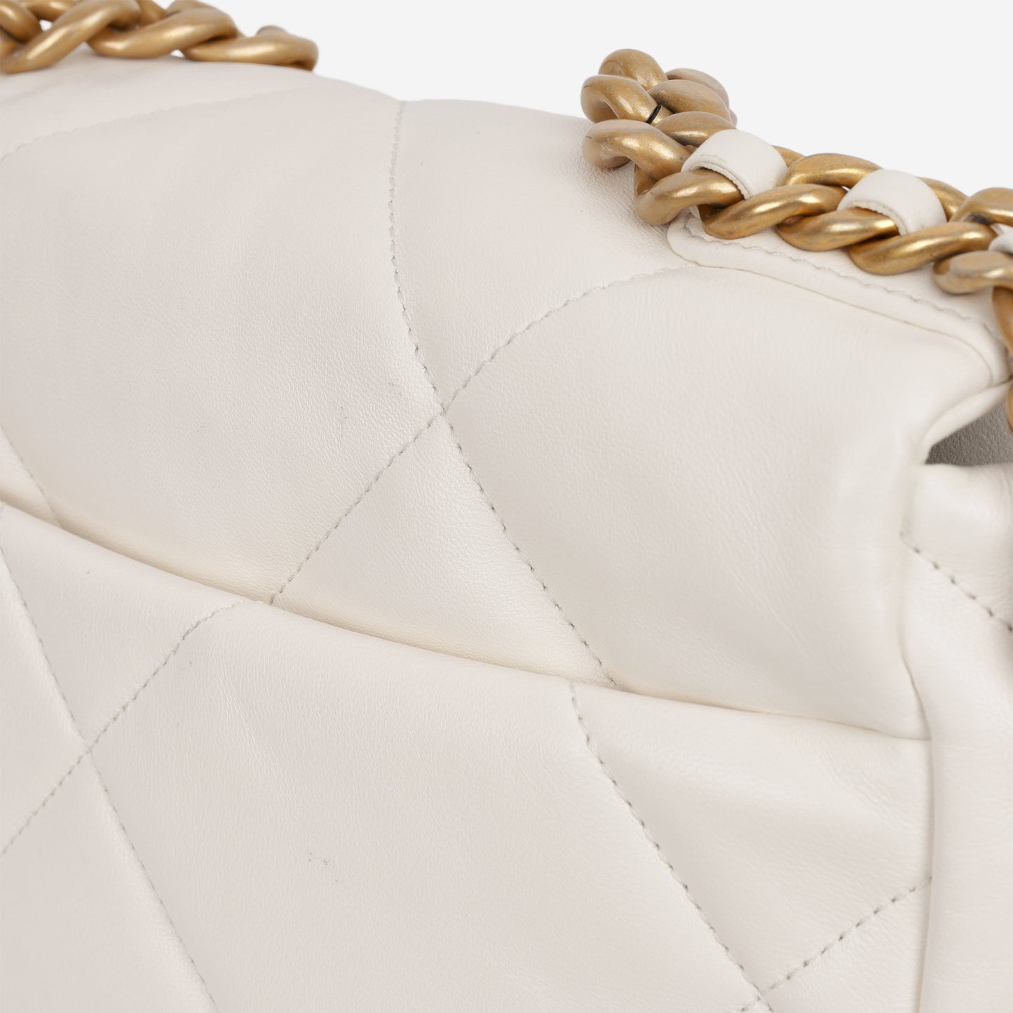 Chanel Small 19 Flap - White Lambskin | Gold Hardware