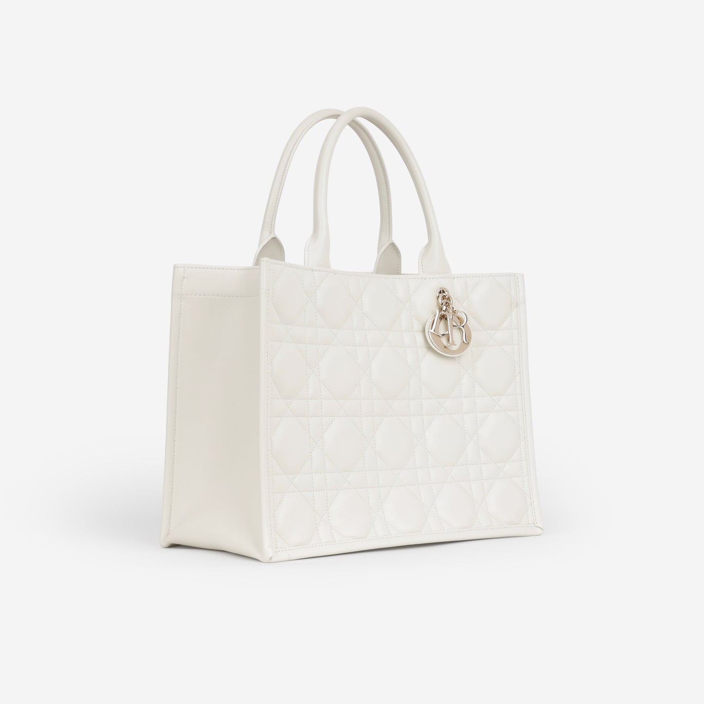 Dior Medium Book Tote - Latte Cannage Calfskin | Champagne Gold Hardware