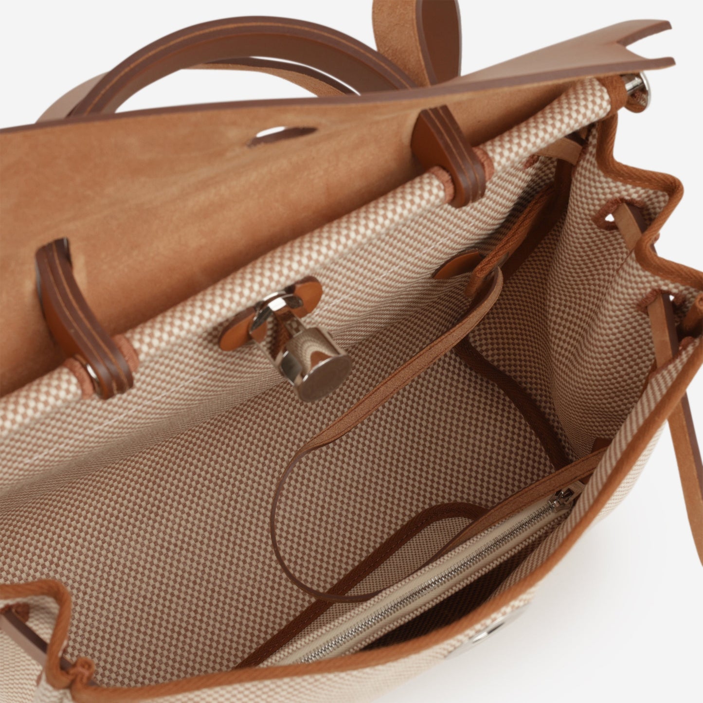 Hermès Herbag 31 - Ecru Viking Criss Toile Canvas / Naturel Sable Hunter | Palladium Hardware