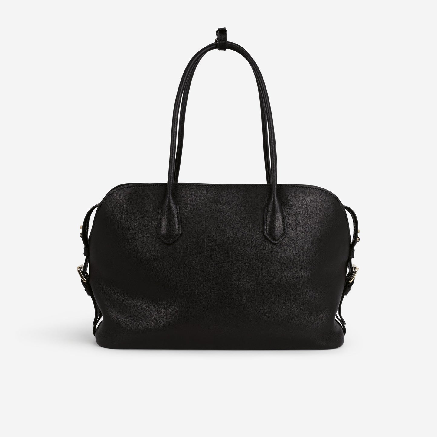 Prada Large Leather Tote Bag - Black Buffalo | Gold Hardware