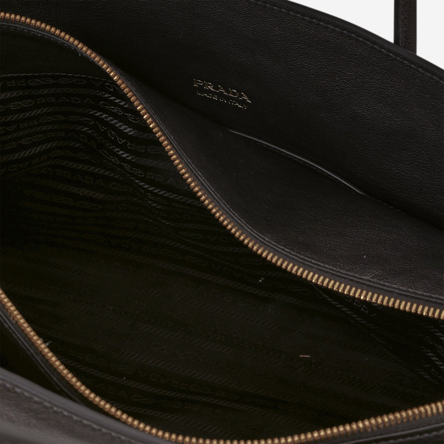 Prada Large Leather Tote Bag - Black Buffalo | Gold Hardware