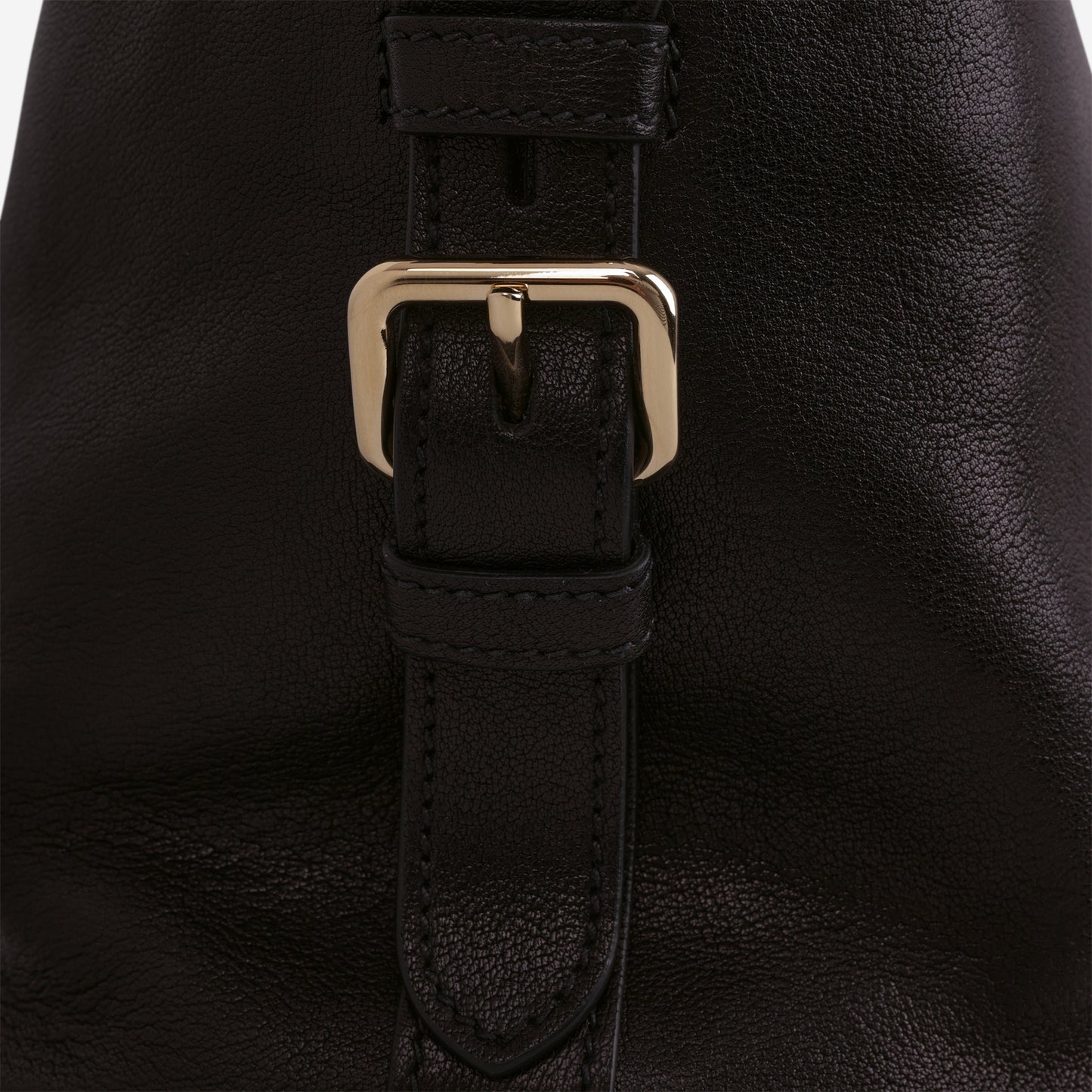 Prada Large Leather Tote Bag - Black Buffalo | Gold Hardware