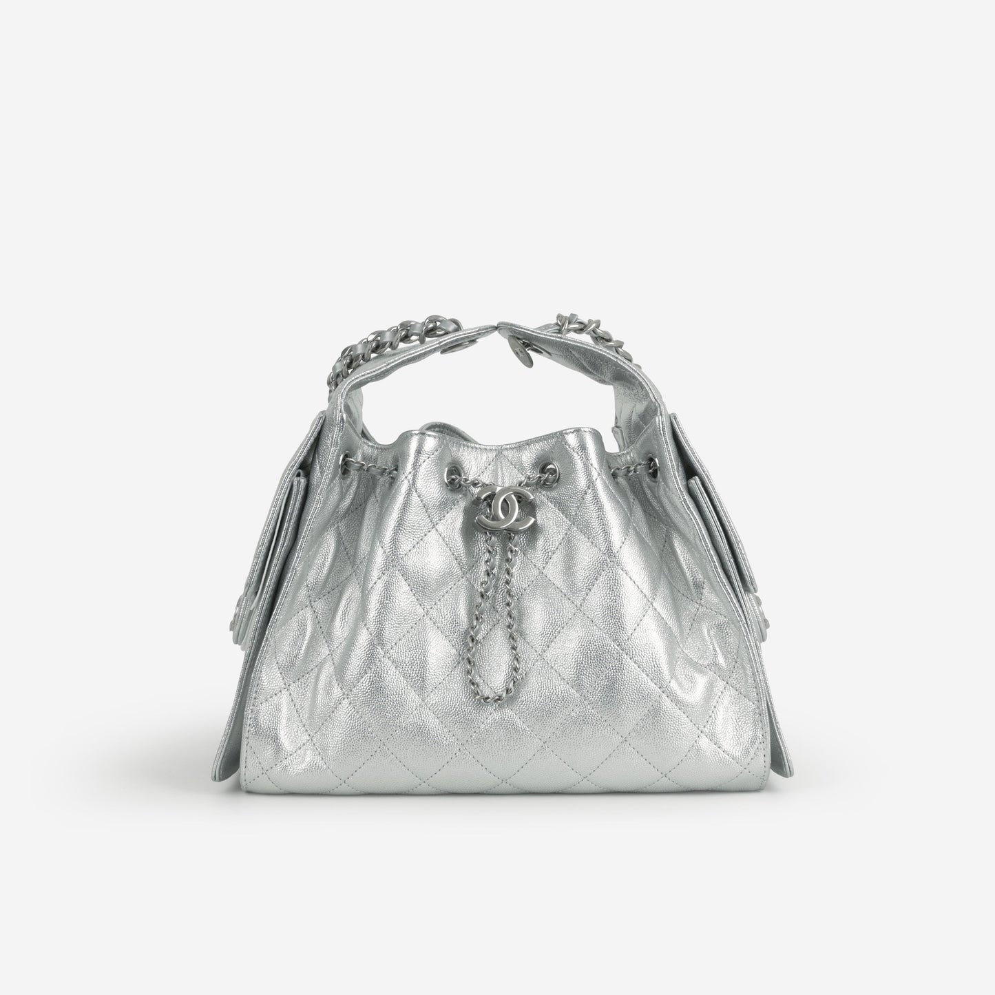 Chanel Small 25 Hobo - Metallic Silver Caviar | Silver Hardware