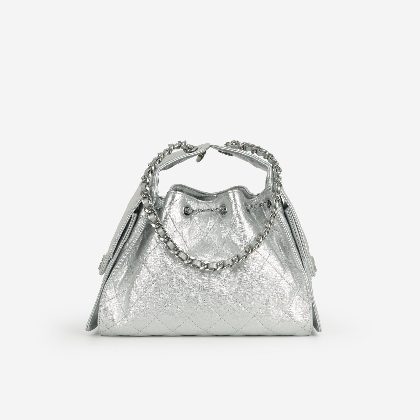 Chanel Small 25 Hobo - Metallic Silver Caviar | Silver Hardware