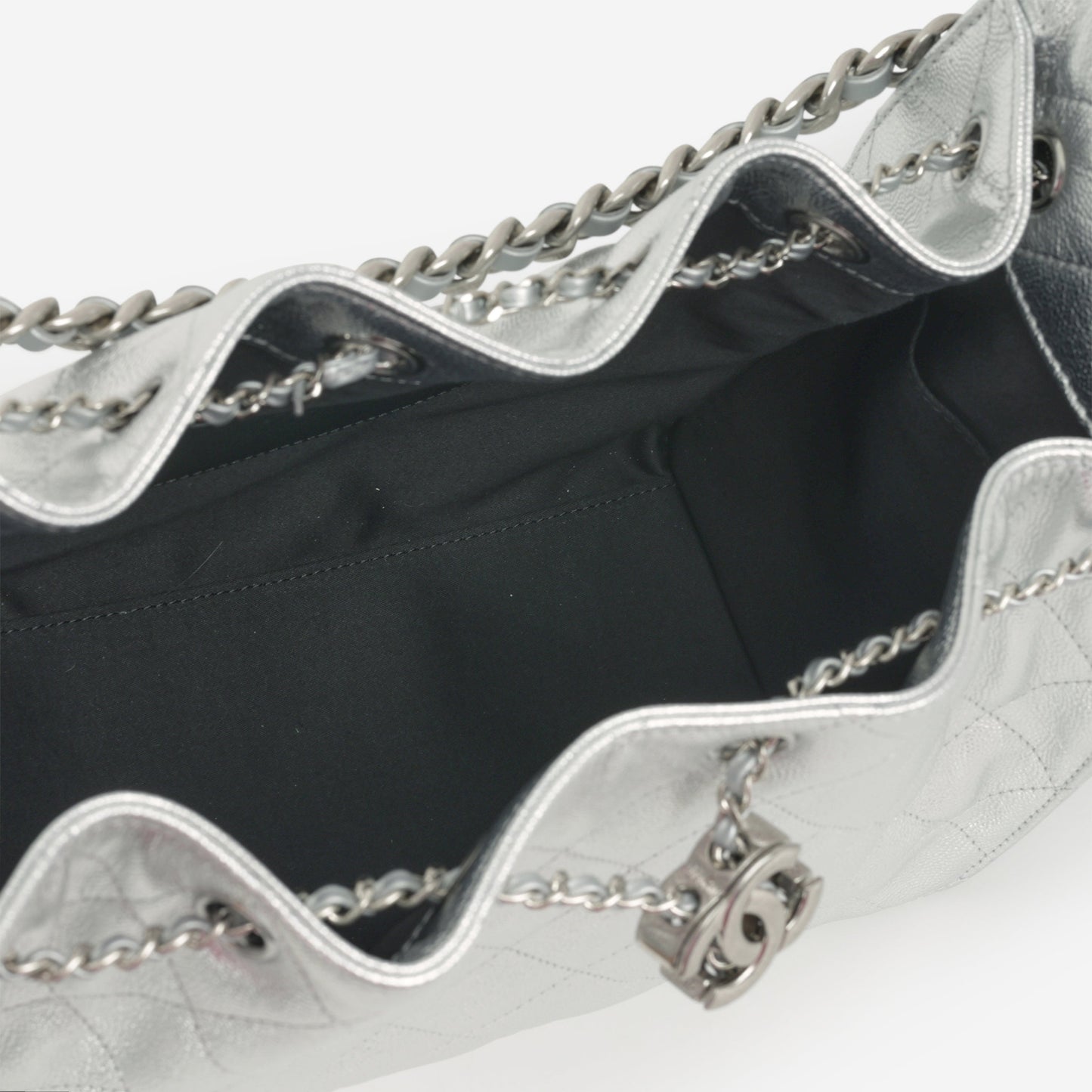 Chanel Small 25 Hobo - Metallic Silver Caviar | Silver Hardware