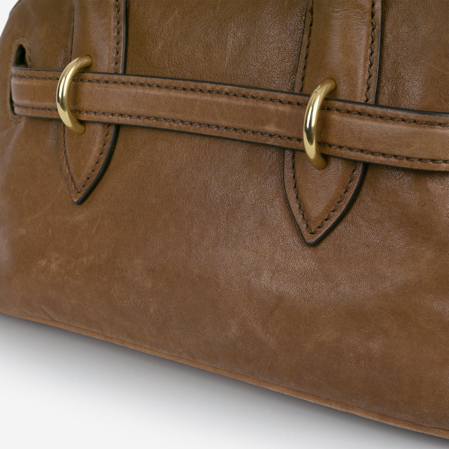 Miu Miu Small Aventure Top Handle - Oak Nappa Leather | Antique Gold Hardware