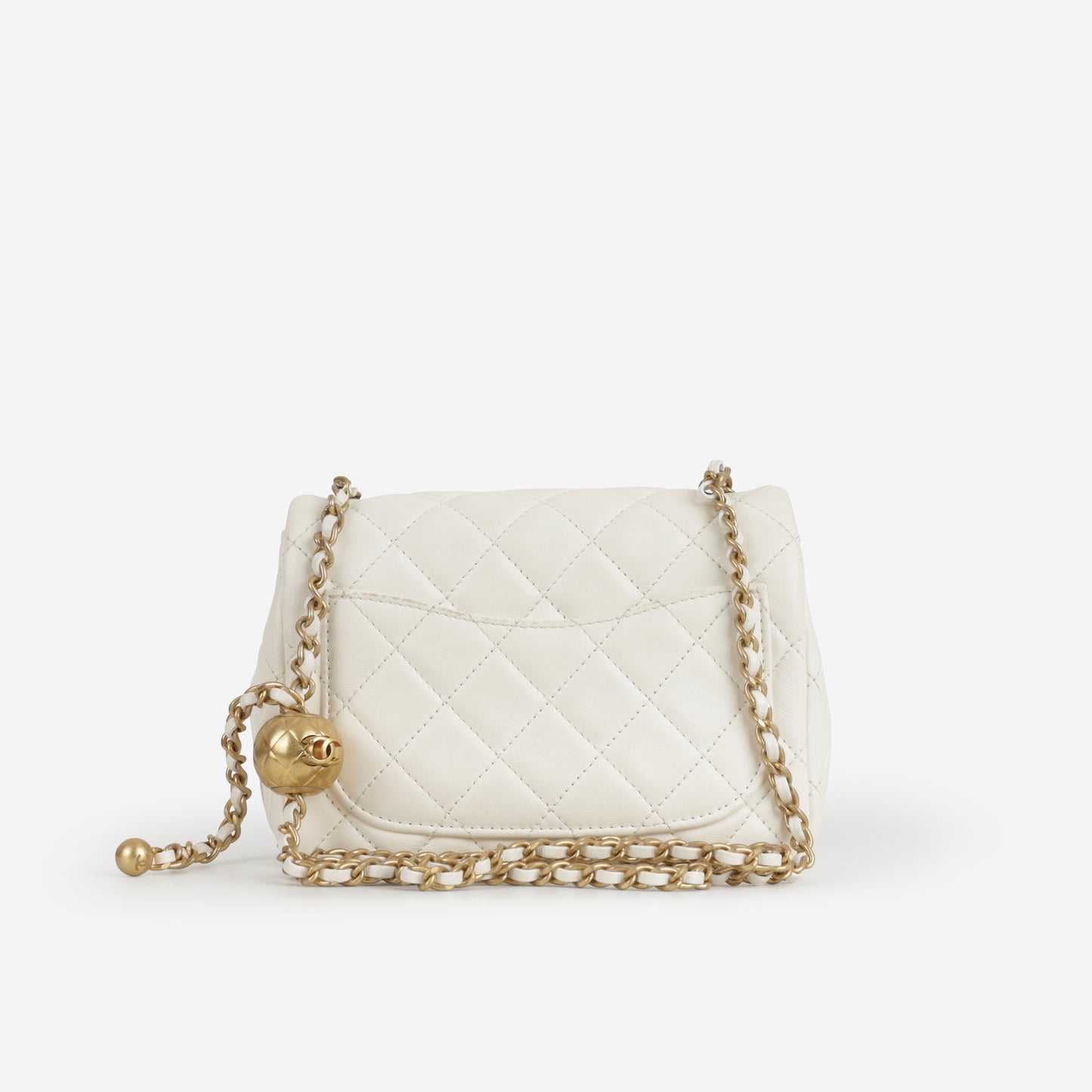 Chanel Mini Flap Square Pearl Crush - White Lambskin | Gold Hardware
