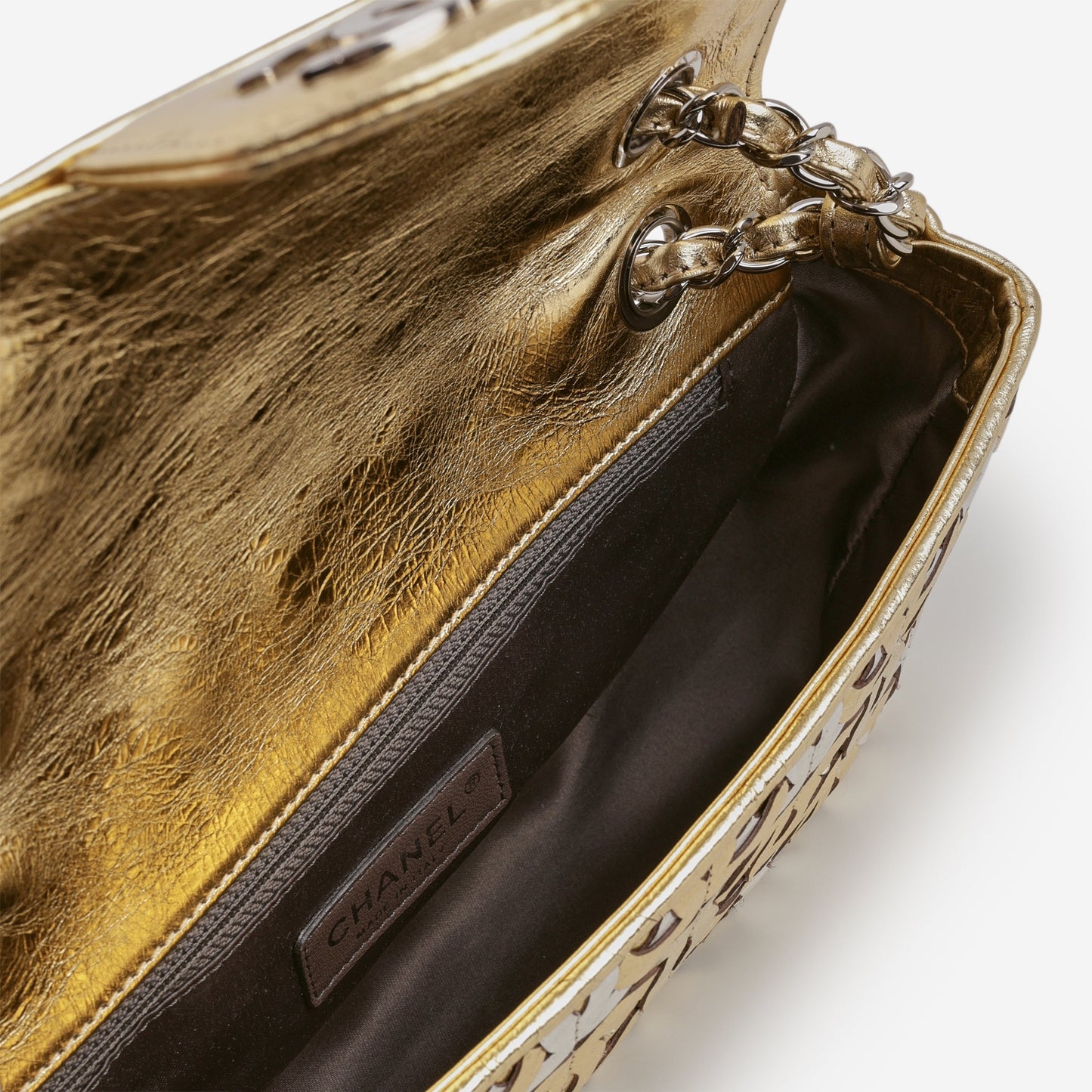 Chanel Chanel Laser Cut CC Flap - Silver / Gold Calfskin | Silver Hardware