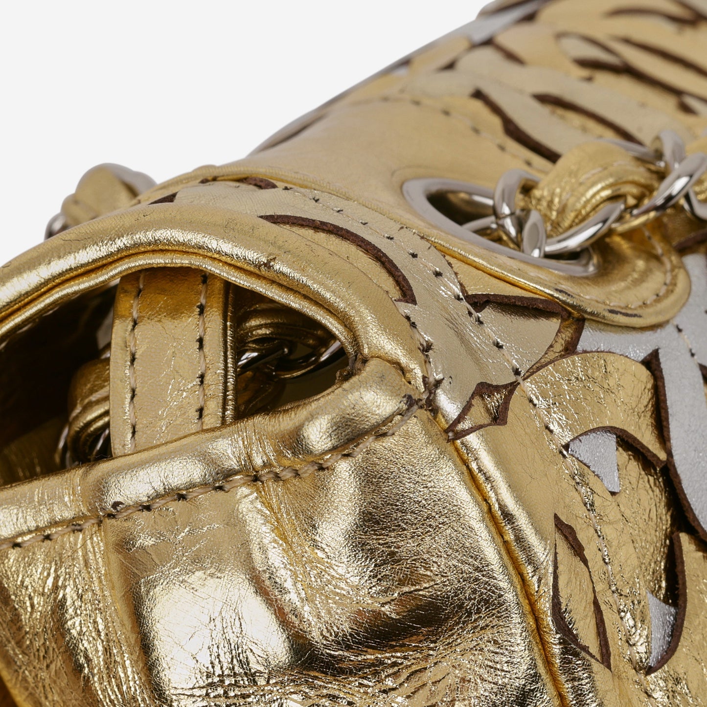Chanel Chanel Laser Cut CC Flap - Silver / Gold Calfskin | Silver Hardware