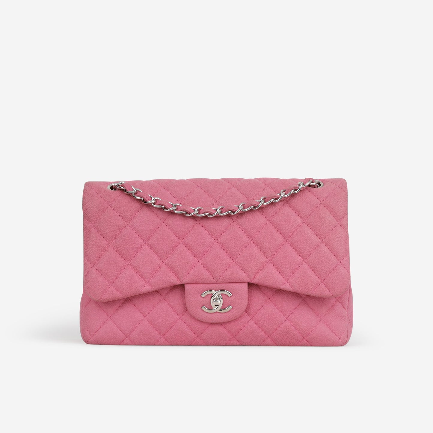 Chanel Classic Jumbo Double Flap - Pink Matte Caviar | Silver Hardware