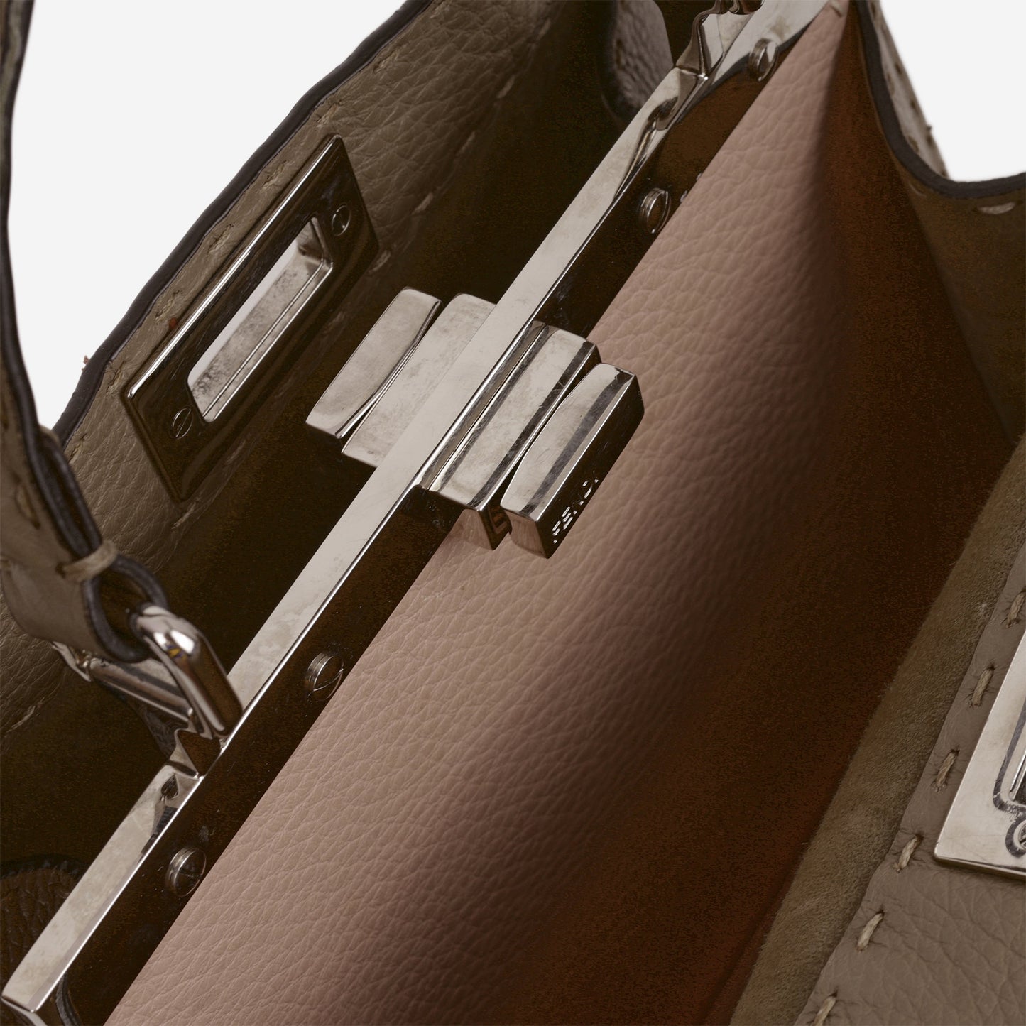 Fendi Small Peekaboo ISeeU - Taupe Taurillon | Silver Hardware