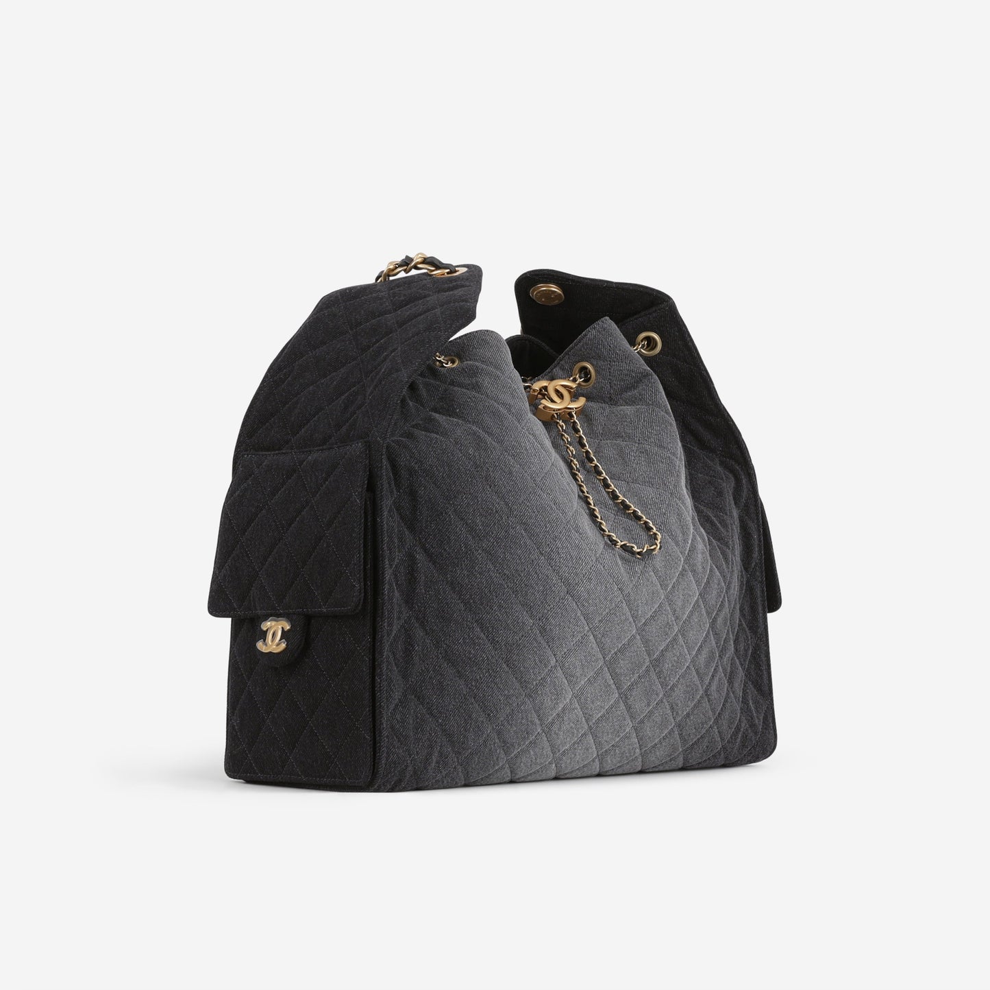 Chanel Large 25 Hobo Bag - Black Denim | Gold Hardware