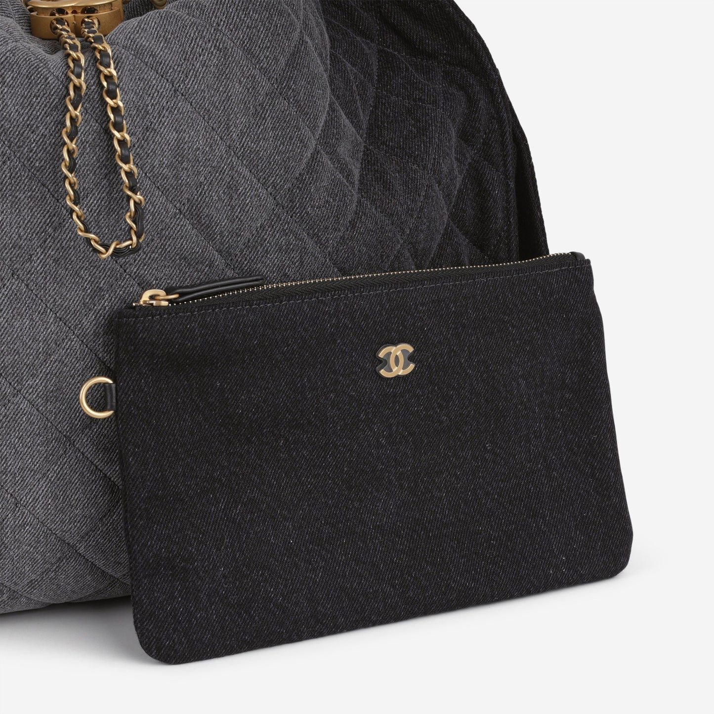 Chanel Large 25 Hobo Bag - Black Denim | Gold Hardware