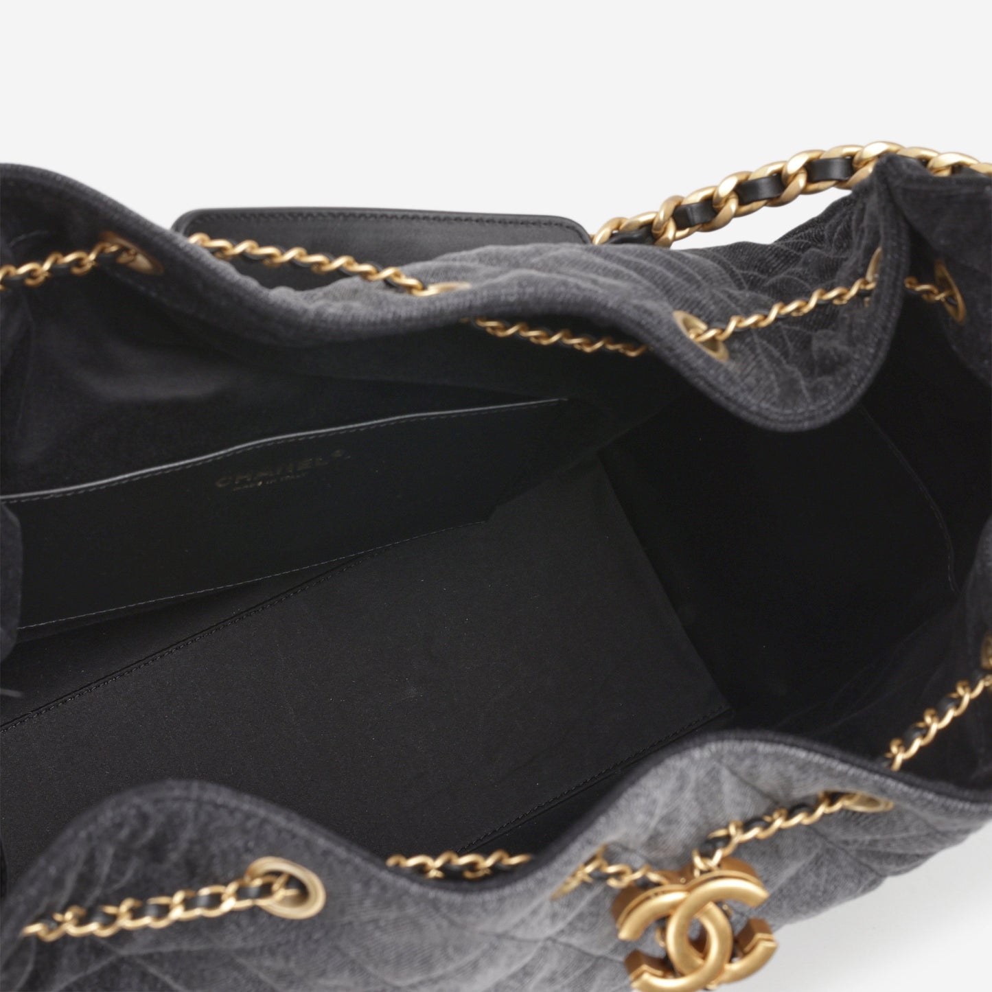 Chanel Large 25 Hobo Bag - Black Denim | Gold Hardware