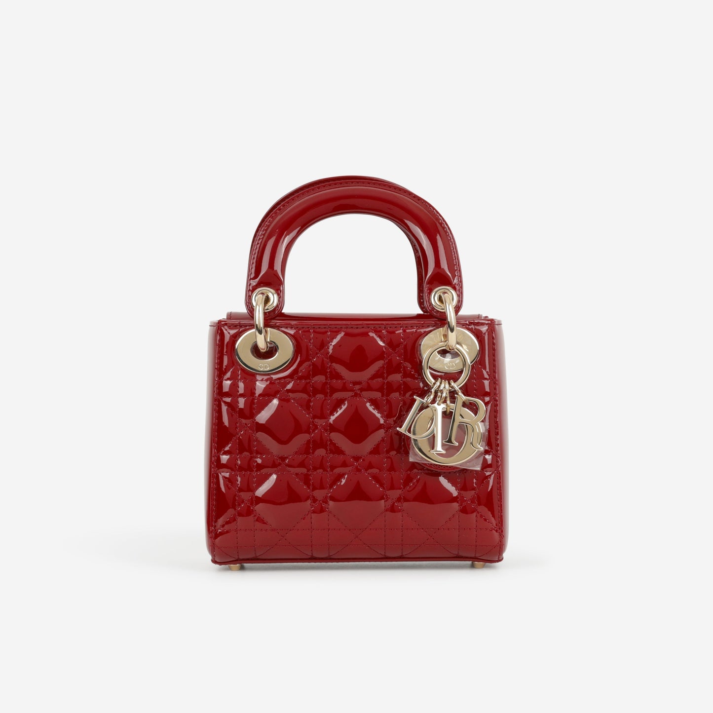 Dior Mini Lady Dior - Cherry Red Patent | Champagne Gold Hardware