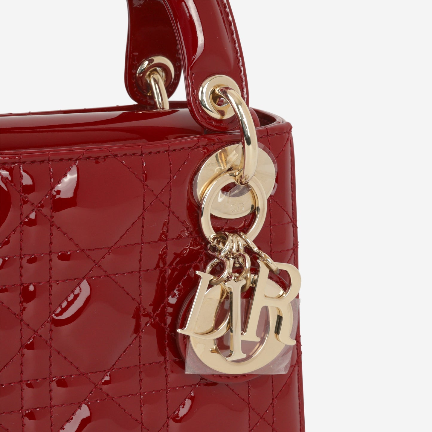 Dior Mini Lady Dior - Cherry Red Patent | Champagne Gold Hardware