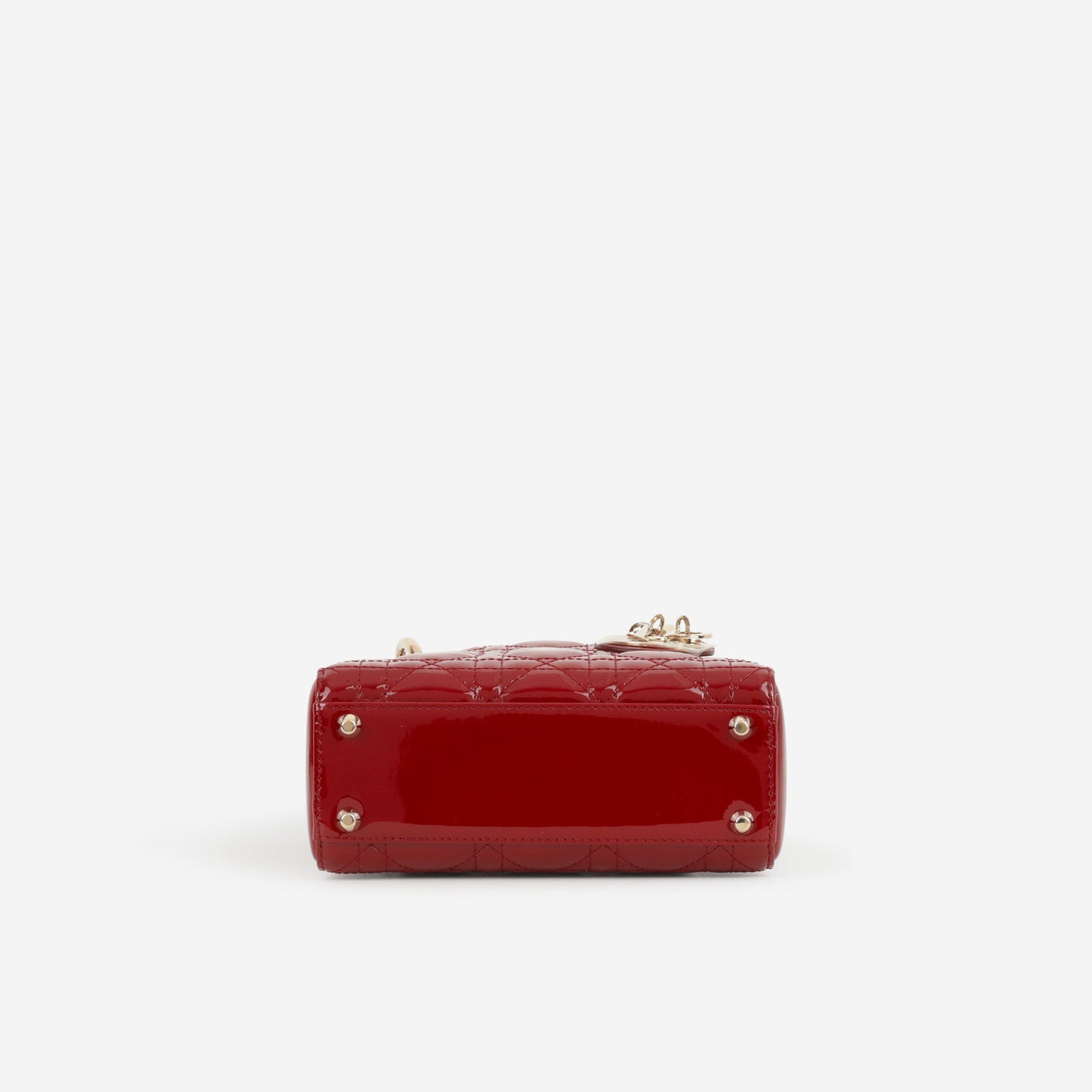 Dior Mini Lady Dior - Cherry Red Patent | Champagne Gold Hardware