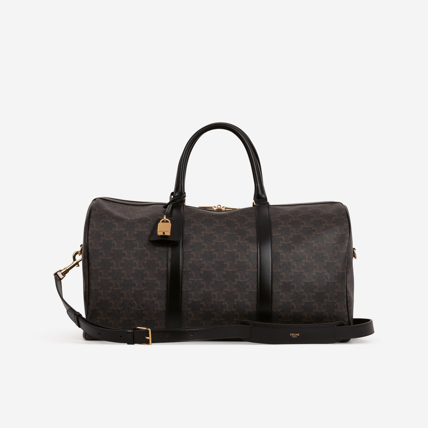 Celine Boston Travel Bag - Triomphe Canvas / Calfskin | Gold Hardware