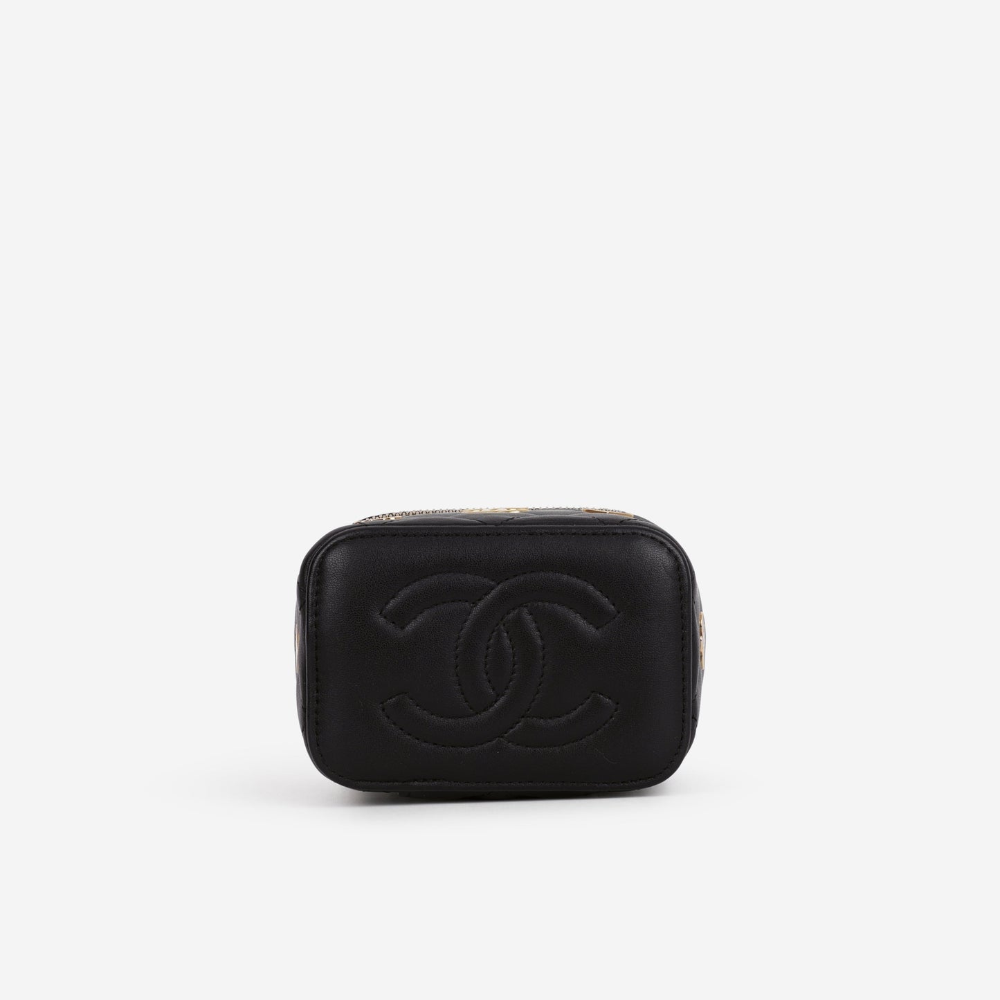 Chanel 23C Mini Vanity on Chain - Black Lambskin | Champagne Gold Hardware
