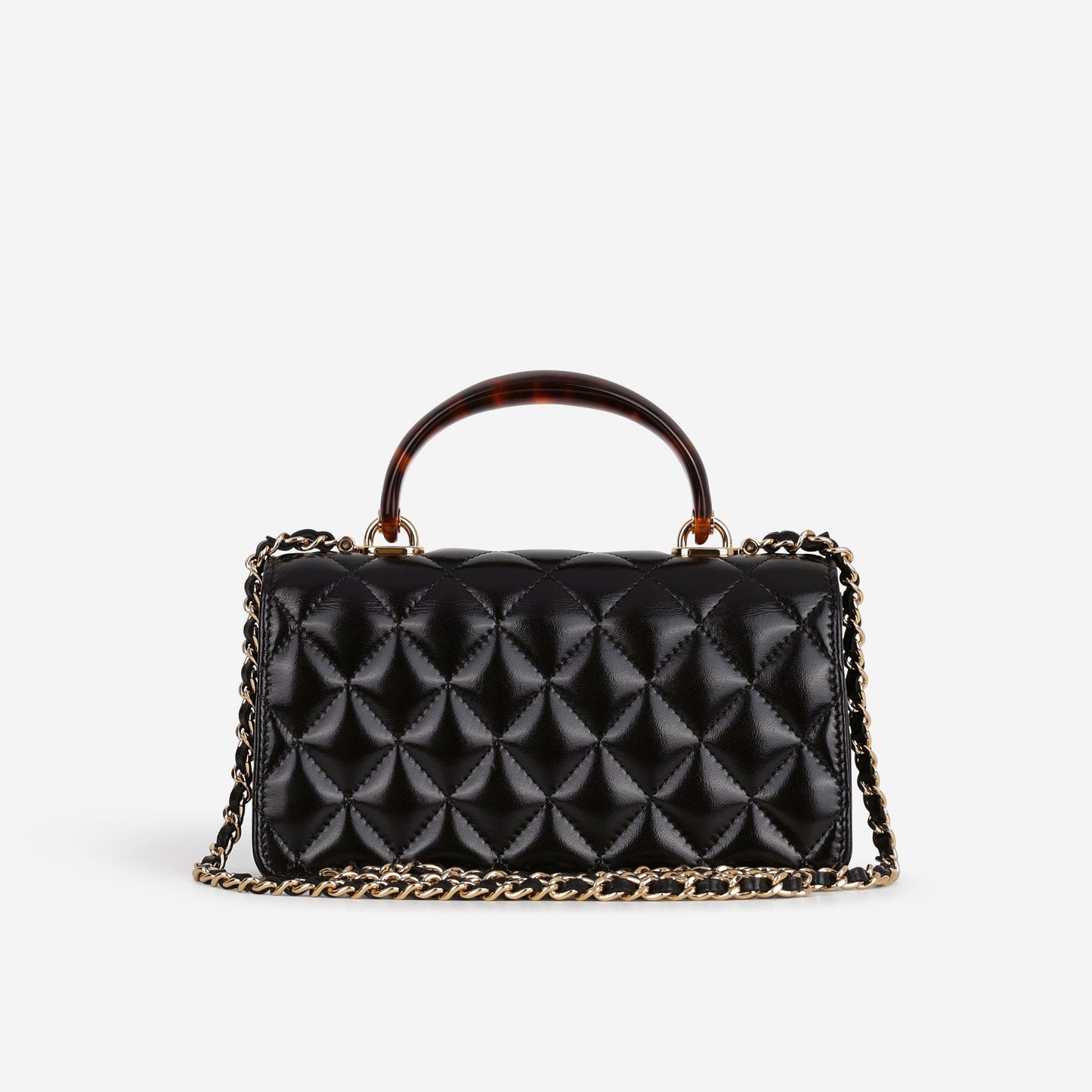 Chanel Seasonal Top Handle Wallet on Chain - Black Calfskin | Gold Hardware