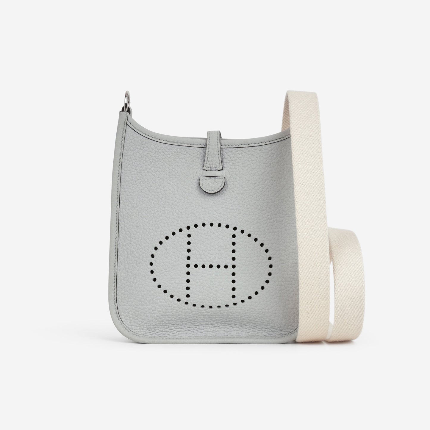Hermès Mini Evelyne 16 - Blue Pale Clemence / Nata Strap | Palladium Hardware