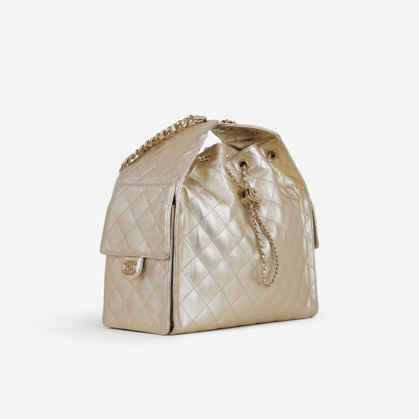 Chanel Medium 25 Hobo Bag - Champagne Gold Caviar | Gold Hardware