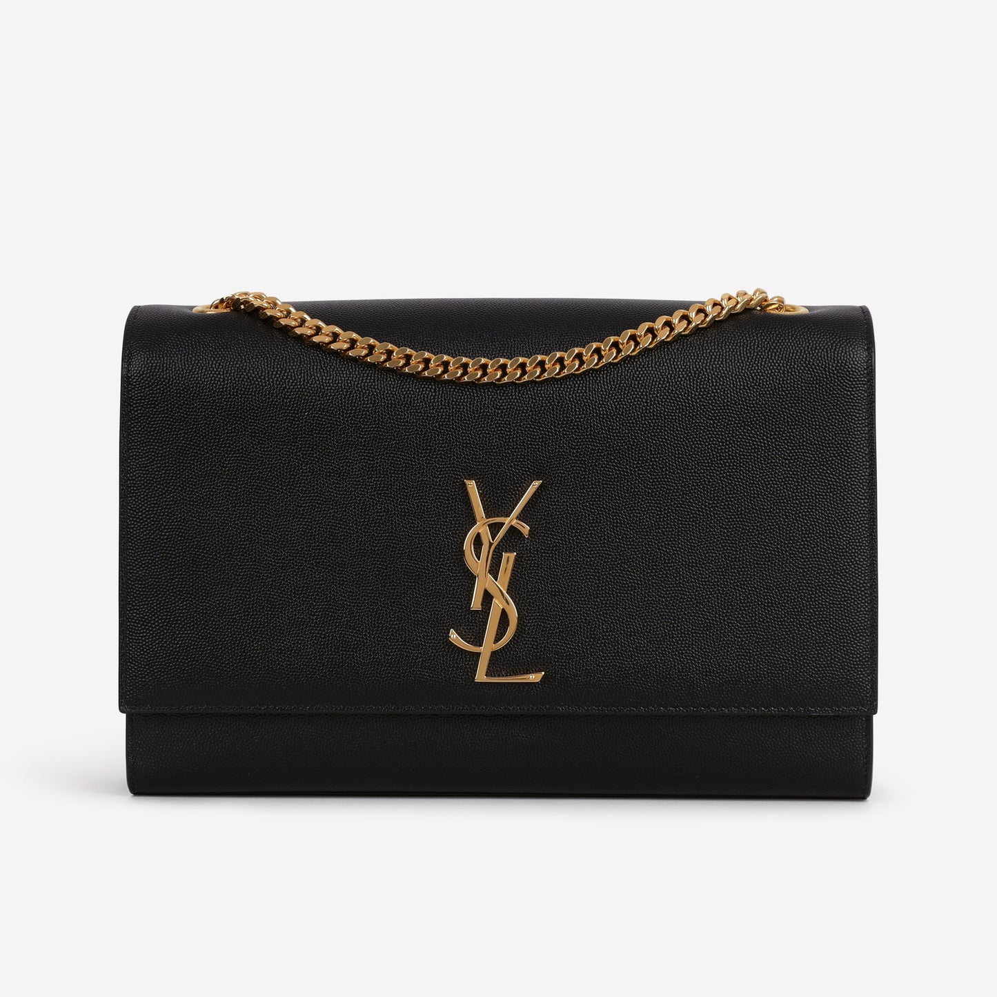 Saint Laurent Large Kate - Black Grained Calfskin | Gold Hardware