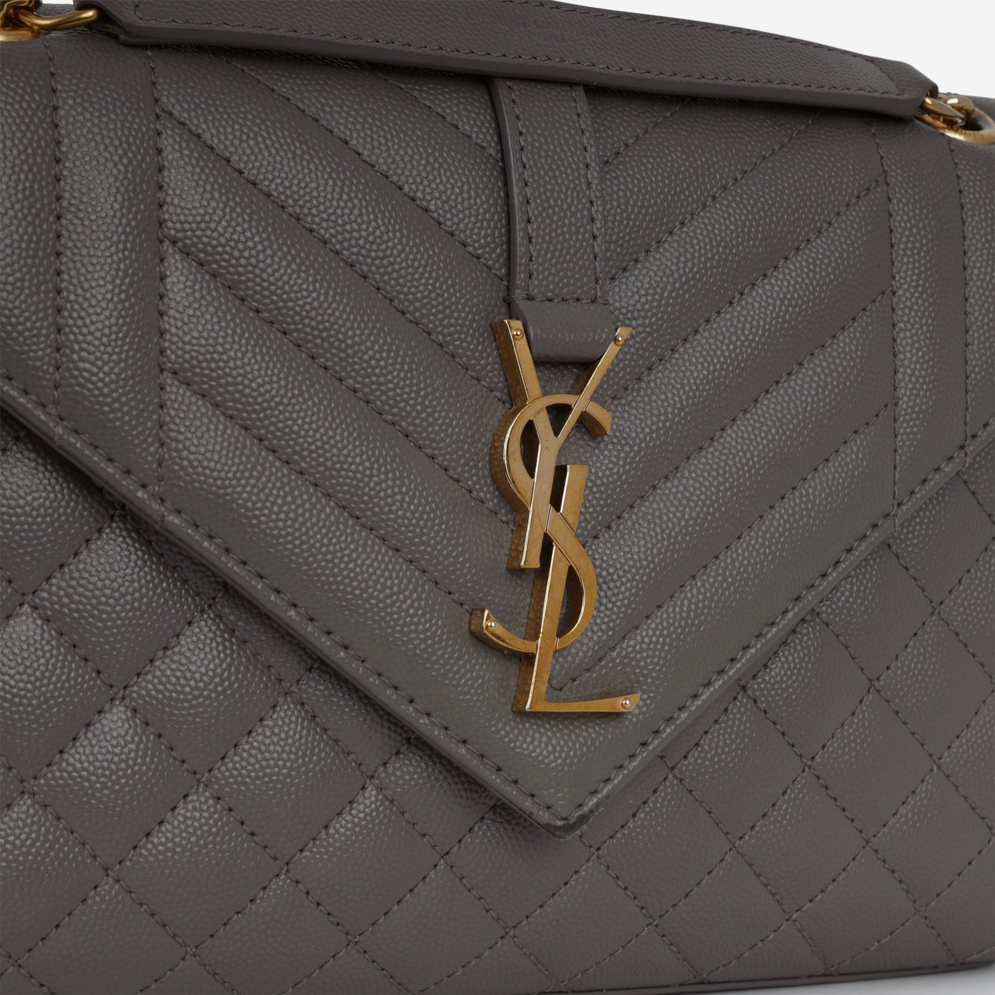 Saint Laurent Medium Envelope - Grey Grained | Gold Hardware