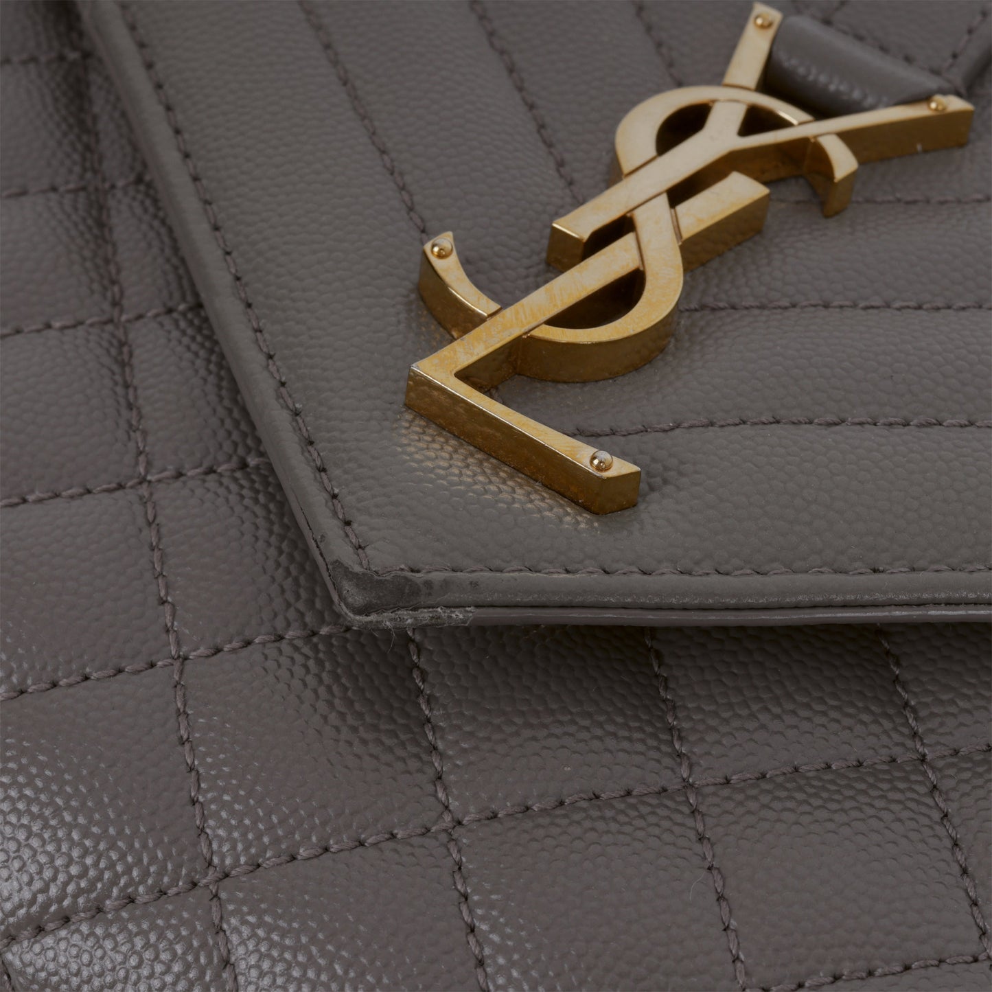 Saint Laurent Medium Envelope - Grey Grained | Gold Hardware