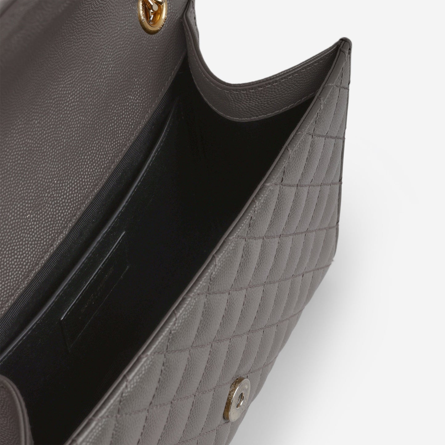Saint Laurent Medium Envelope - Grey Grained | Gold Hardware