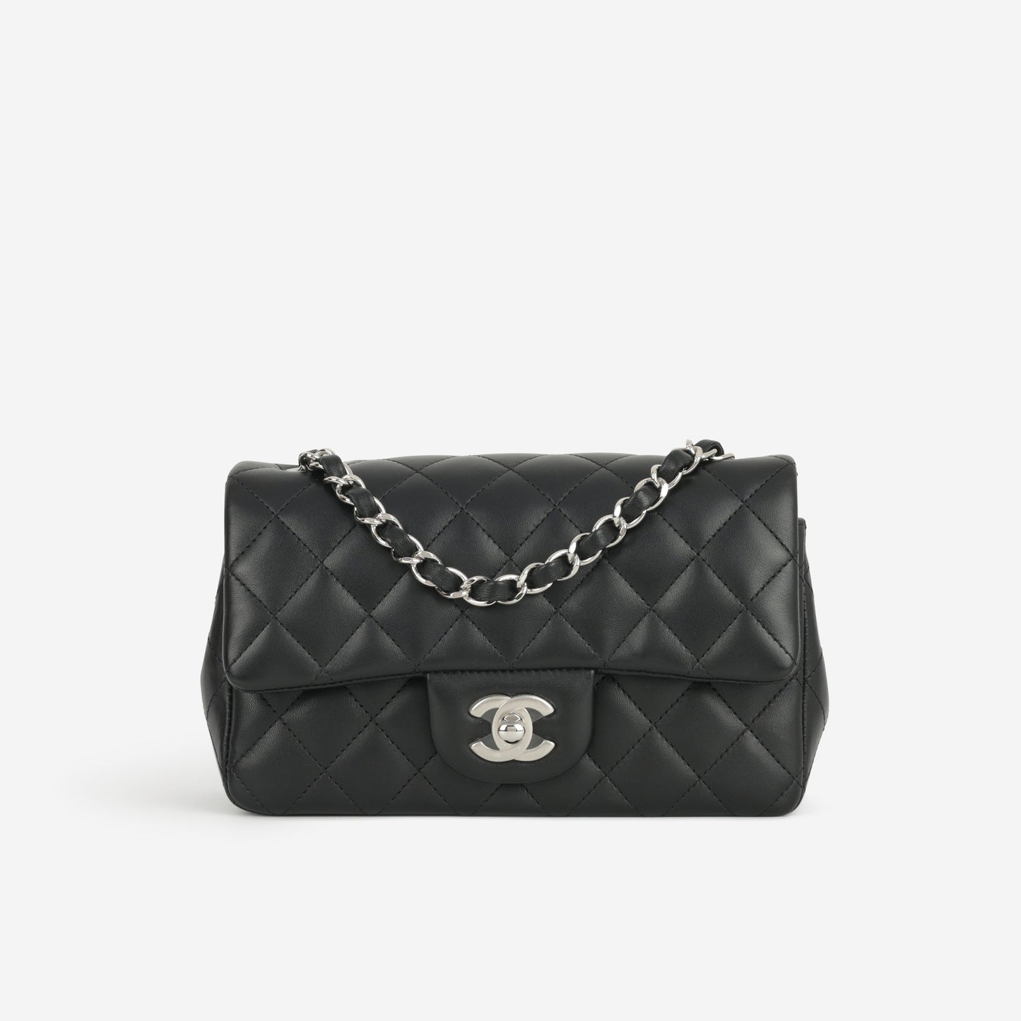 Chanel Mini Rectangular - Black Lambskin | Silver Hardware