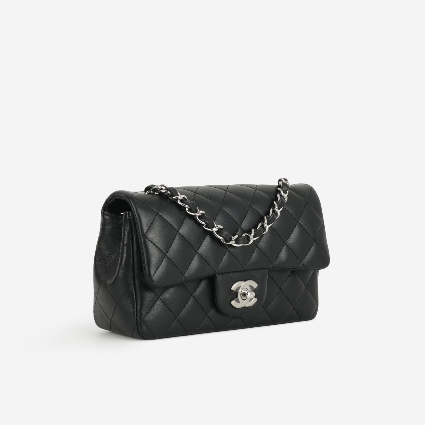 Chanel Mini Rectangular - Black Lambskin | Silver Hardware