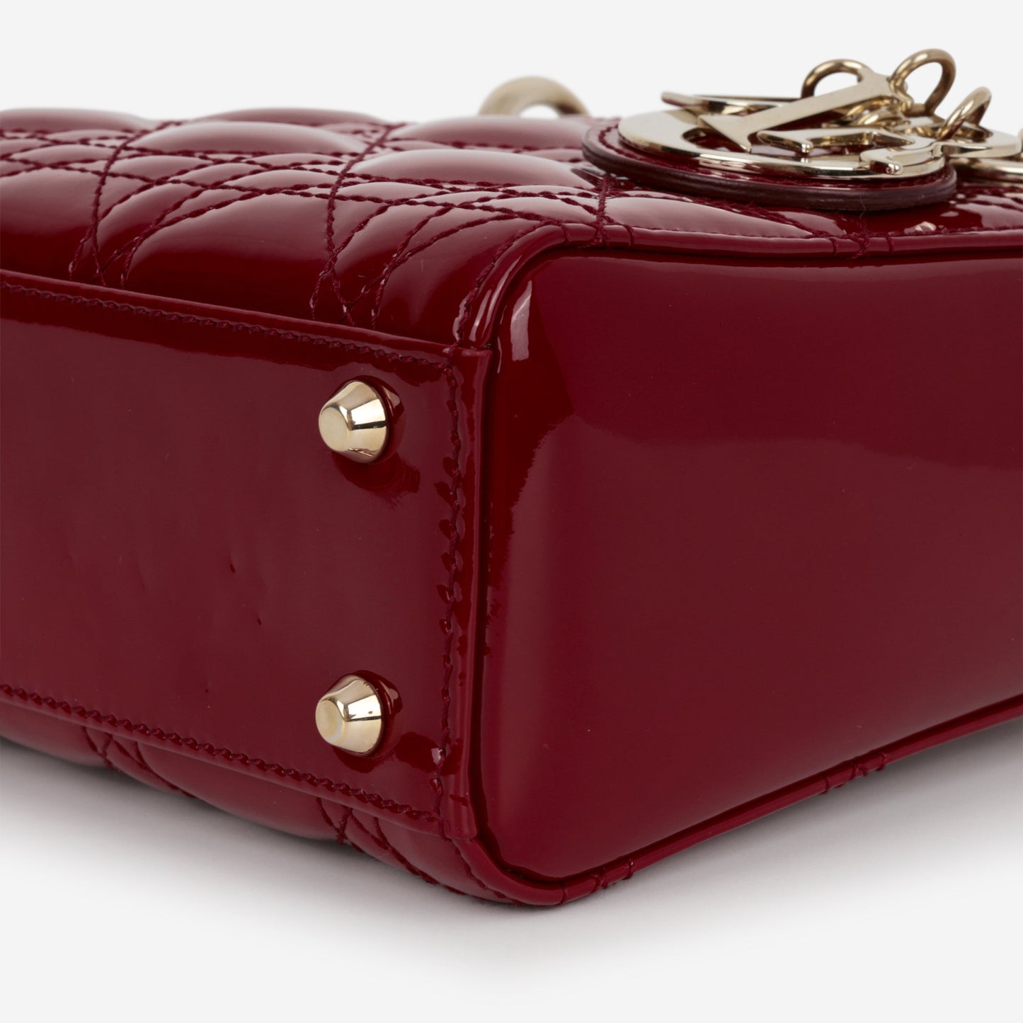 Dior Mini Lady Dior - Cherry Red Patent | Champagne Gold Hardware
