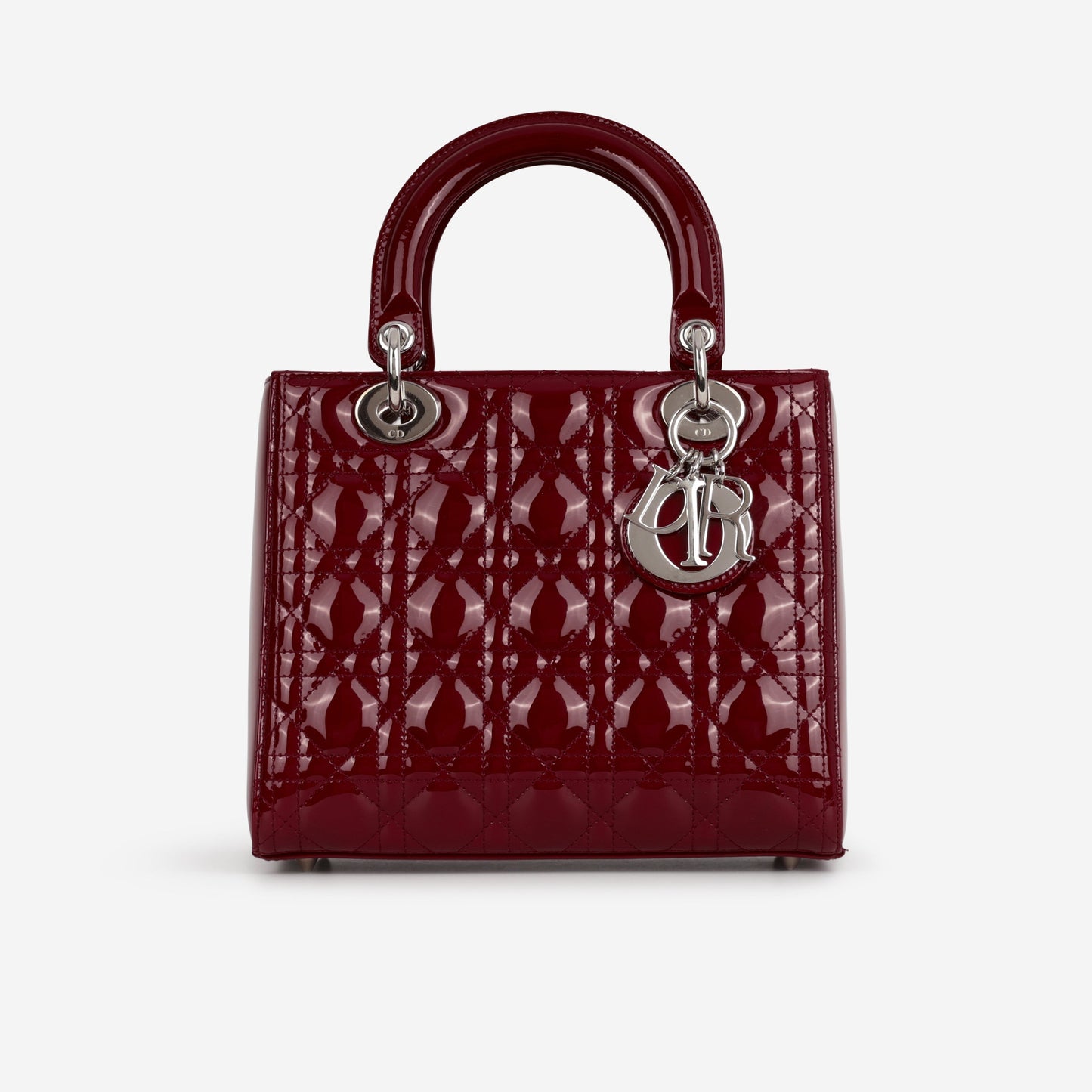 Dior Medium Lady Dior - Cherry Red Patent | Silver Hardware