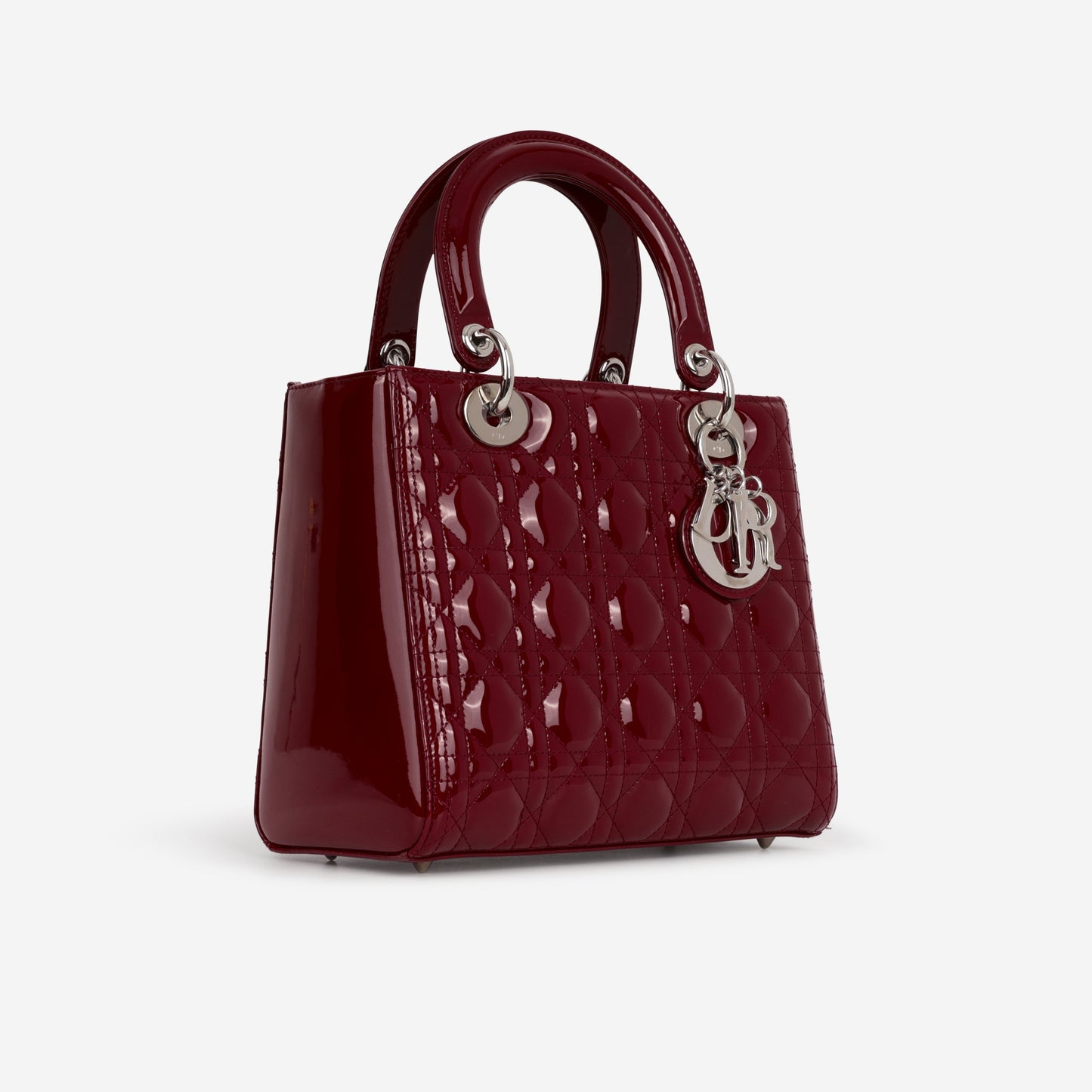 Dior Medium Lady Dior - Cherry Red Patent | Silver Hardware