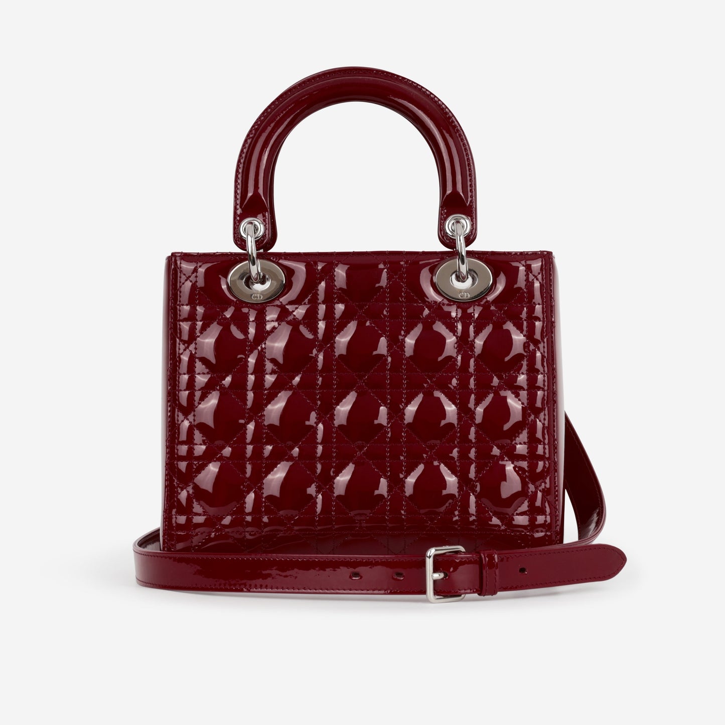 Dior Medium Lady Dior - Cherry Red Patent | Silver Hardware