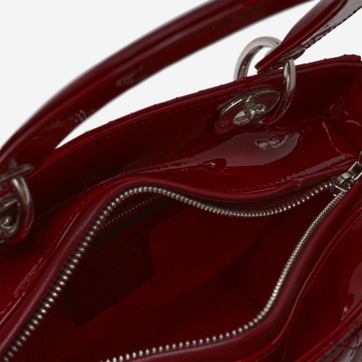 Dior Medium Lady Dior - Cherry Red Patent | Silver Hardware