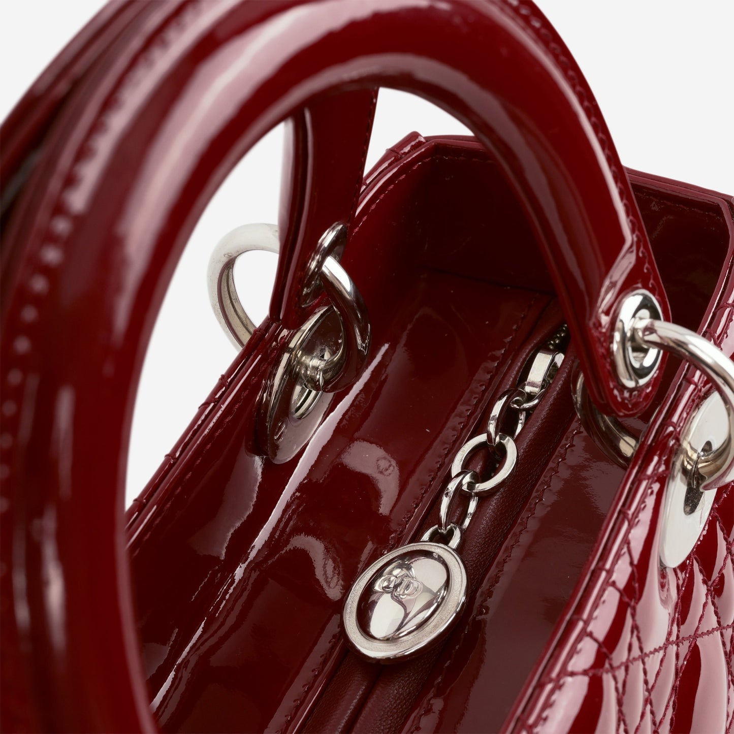 Dior Medium Lady Dior - Cherry Red Patent | Silver Hardware